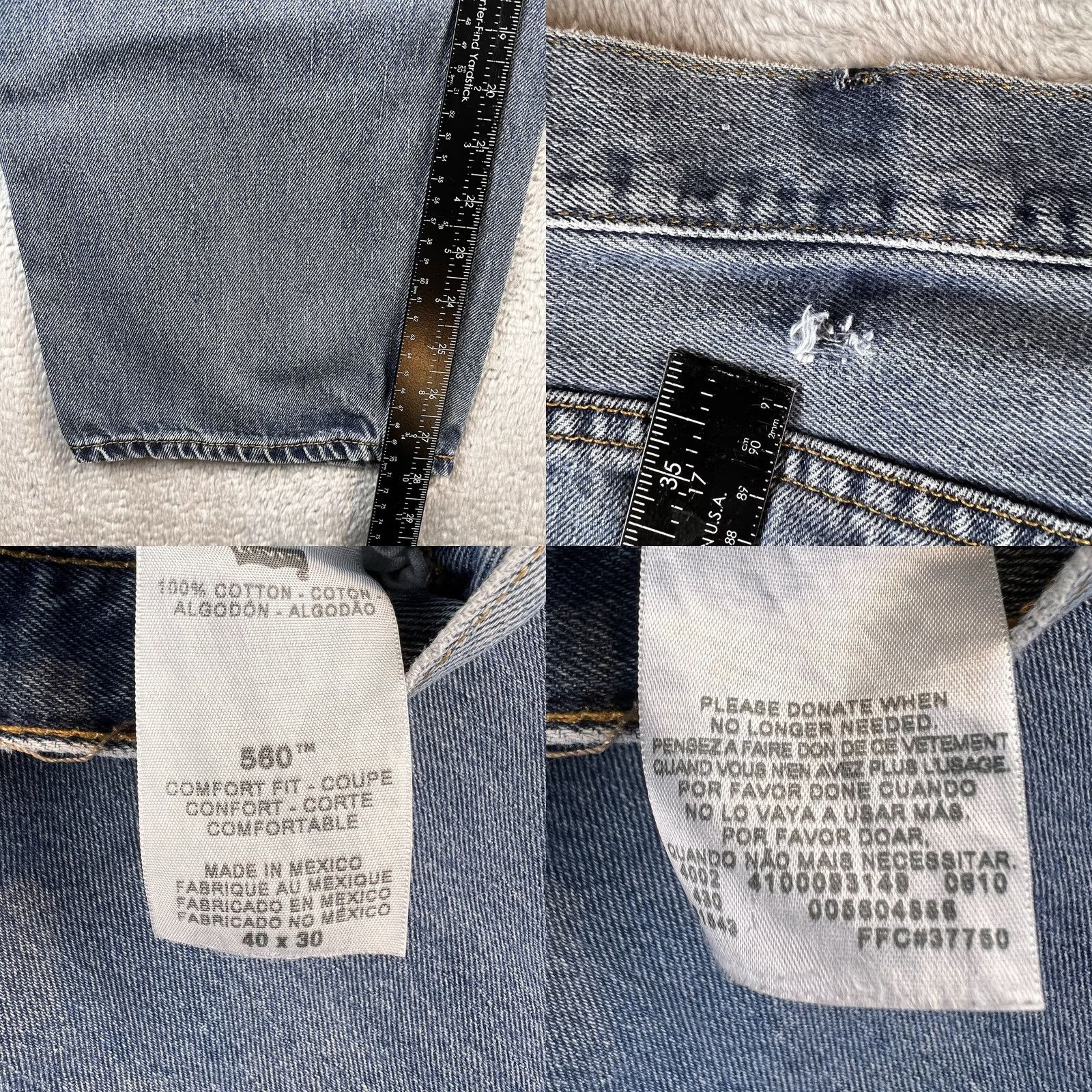 Levi's Levi's 560 Jeans Mens 40x30 Blue Denim Tapered Relaxed Fit 5-Pocket Cotton Vintage? 90s Grunge USA Jeans Size US 40 / EU 56 - 8 Thumbnail