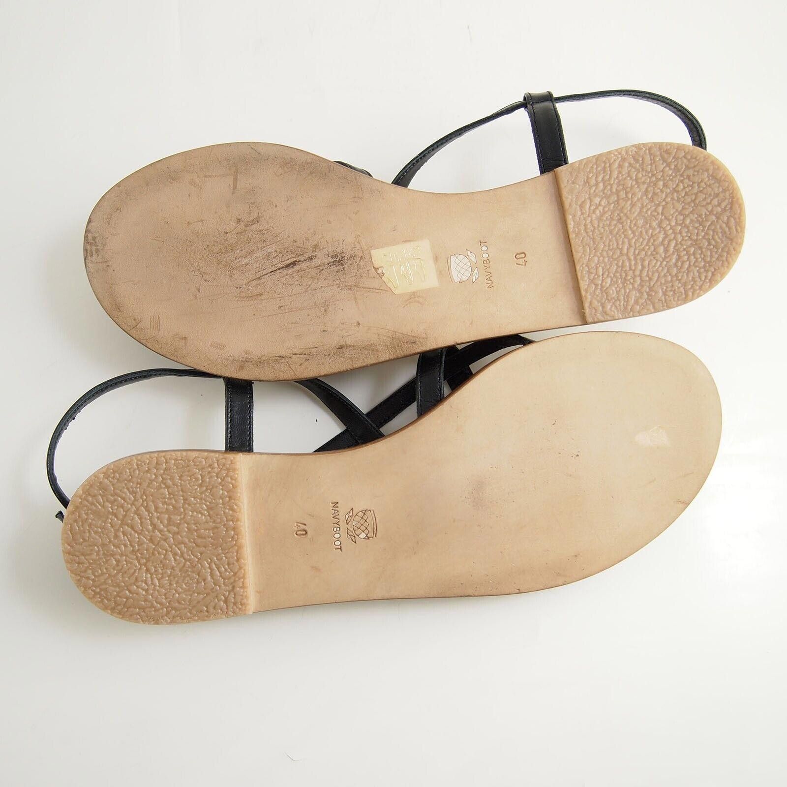 Designer Navyboot Strappy Sandals Black Leather Womens US 10 EU 40 Size US 10 / IT 40 - 7 Thumbnail