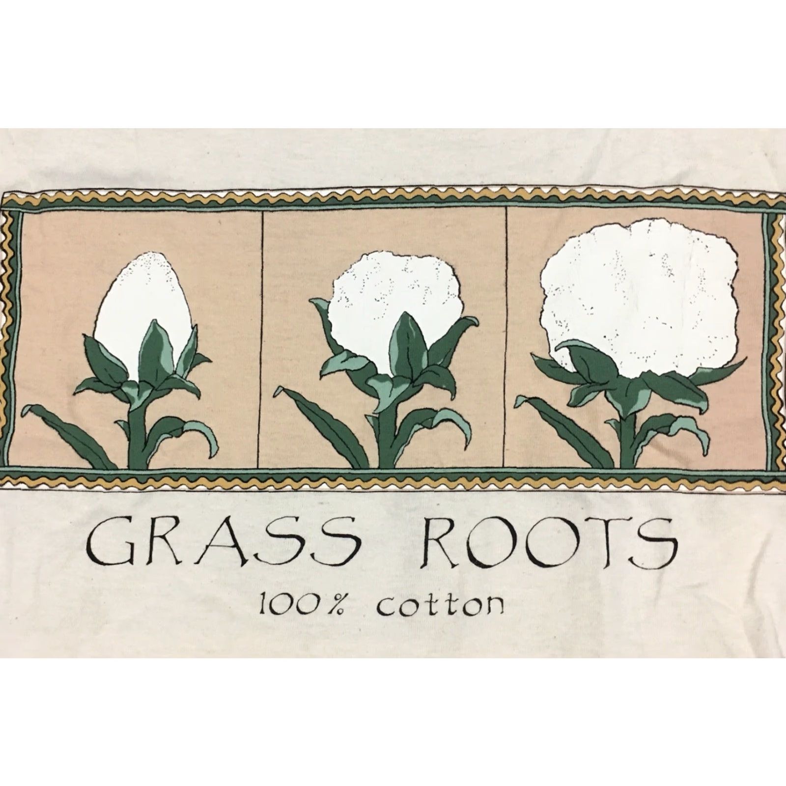 Vintage VTG Grass Roots Crop Top Graphic T Shirt One Size Made In USA Ivory Cotton Crew Neck Short Sleeve Women Shirt Size ONE SIZE - 6 Thumbnail
