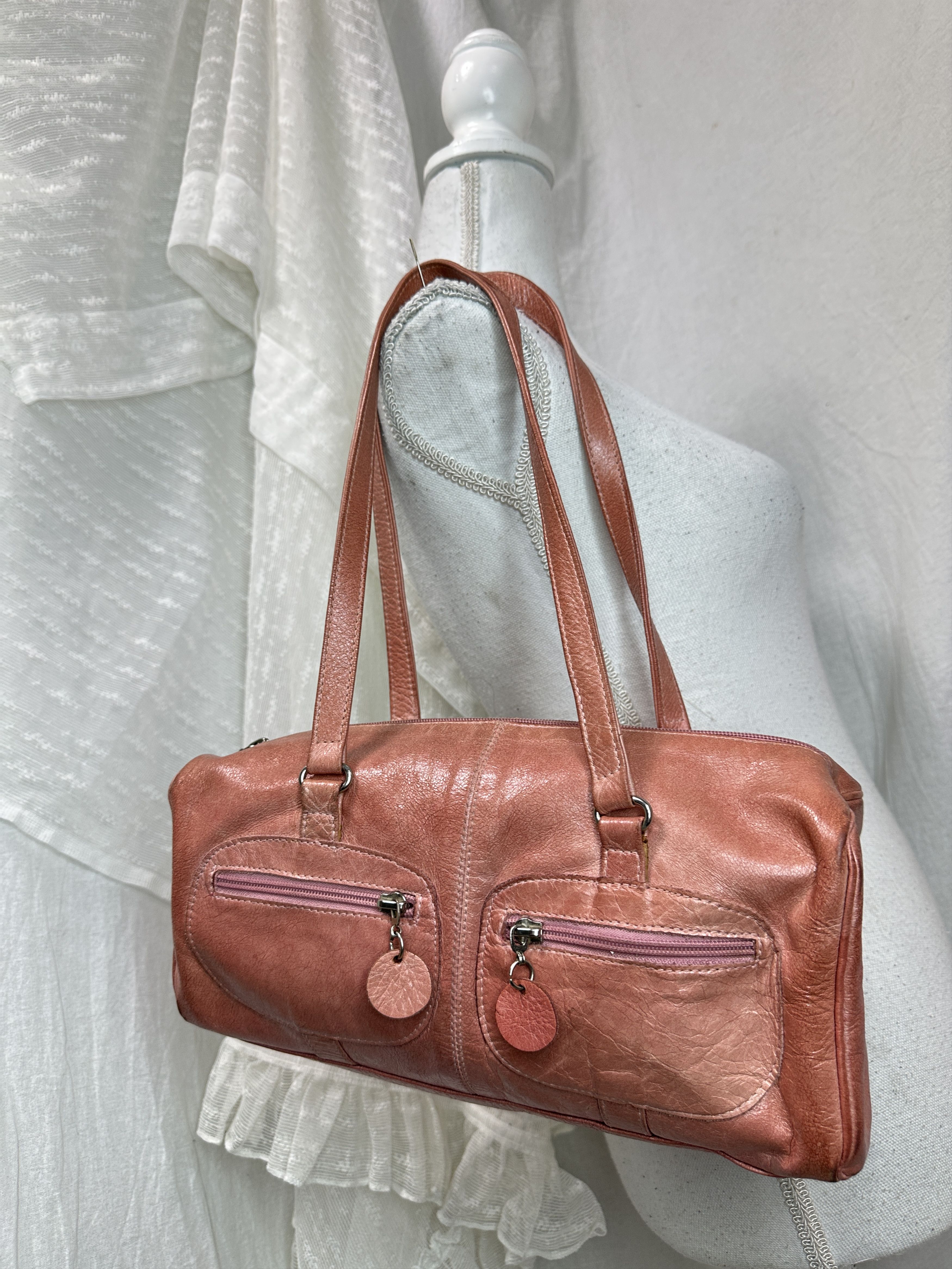 Vintage Vintage Leather Baby Pink Shoulder Bag 00s Size ONE SIZE - 2 Thumbnail