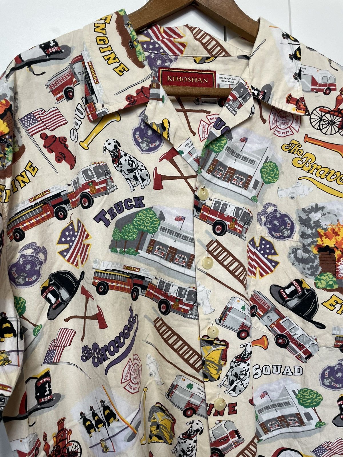 Vintage KIMOSHAN MEN’S FIREMAN COTTON BUTTON SHORT SLEEVE SHIRT Size US XL / EU 56 / 4 - 8 Thumbnail