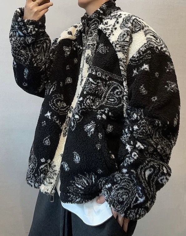 Japanese Brand × Vintage Avant garde punk oversized paisley fluffy fleece jacket Size US L / EU 52-54 / 3 - 2 Thumbnail