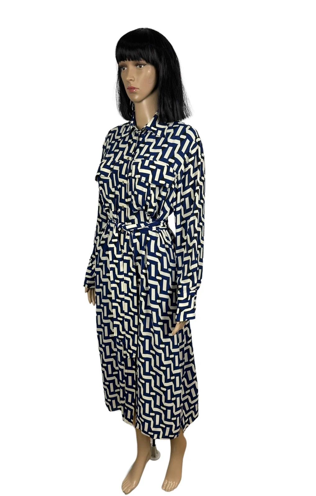 Massimo Dutti Massimo Dutti Geometric Pattern Dress Viscose Belted EU40 Size M / US 6-8 / IT 42-44 - 4 Thumbnail