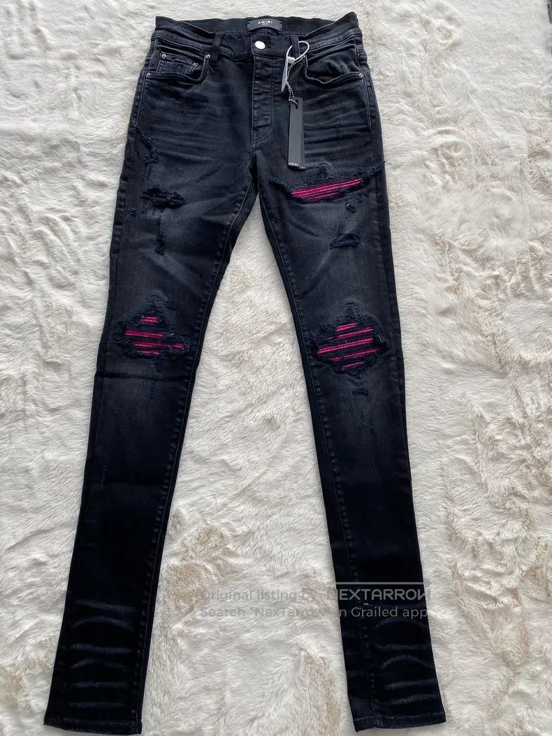 Amiri Amiri Size 30 Washed black and pink cashew flower patchwork Size US 30 / EU 46 - 1 Thumbnail