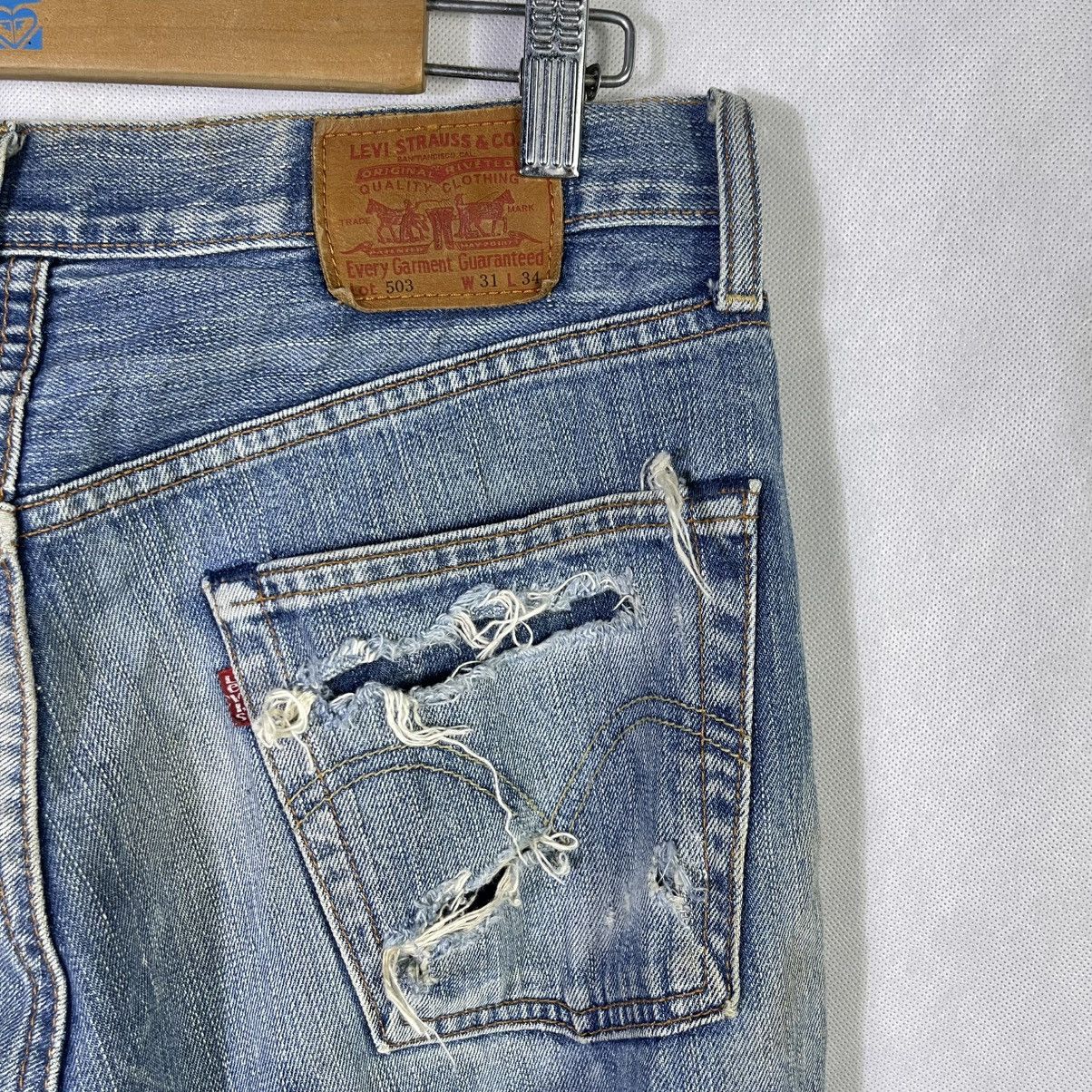 Levi's Vintage Clothing Vintage Levis 503 Distressed Trashed Jeans Size US 31 - 8 Thumbnail