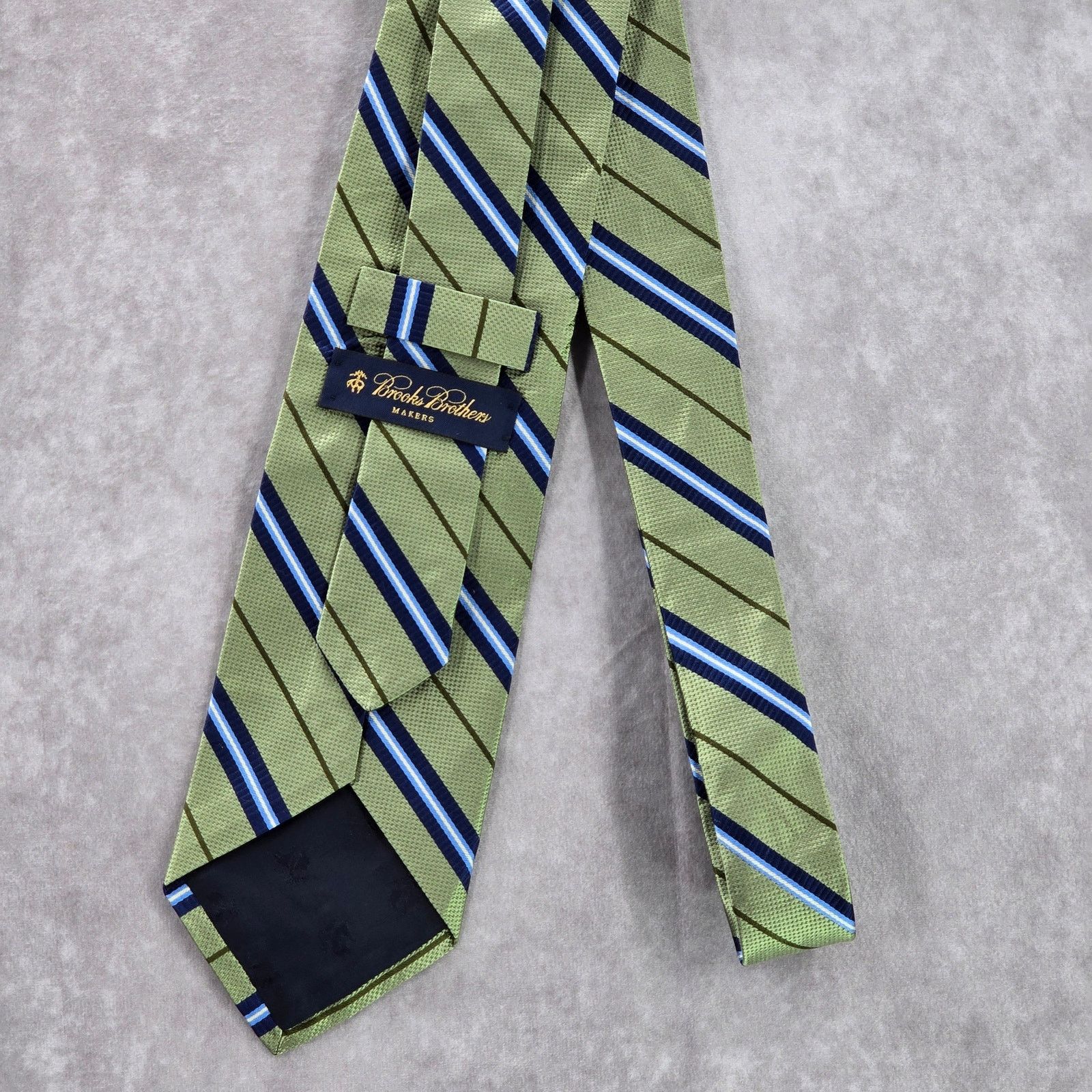 Brooks Brothers Brooks Brothers Makers Green Blue Stripe Silk Men Neck Tie Size 28 - 3 Thumbnail