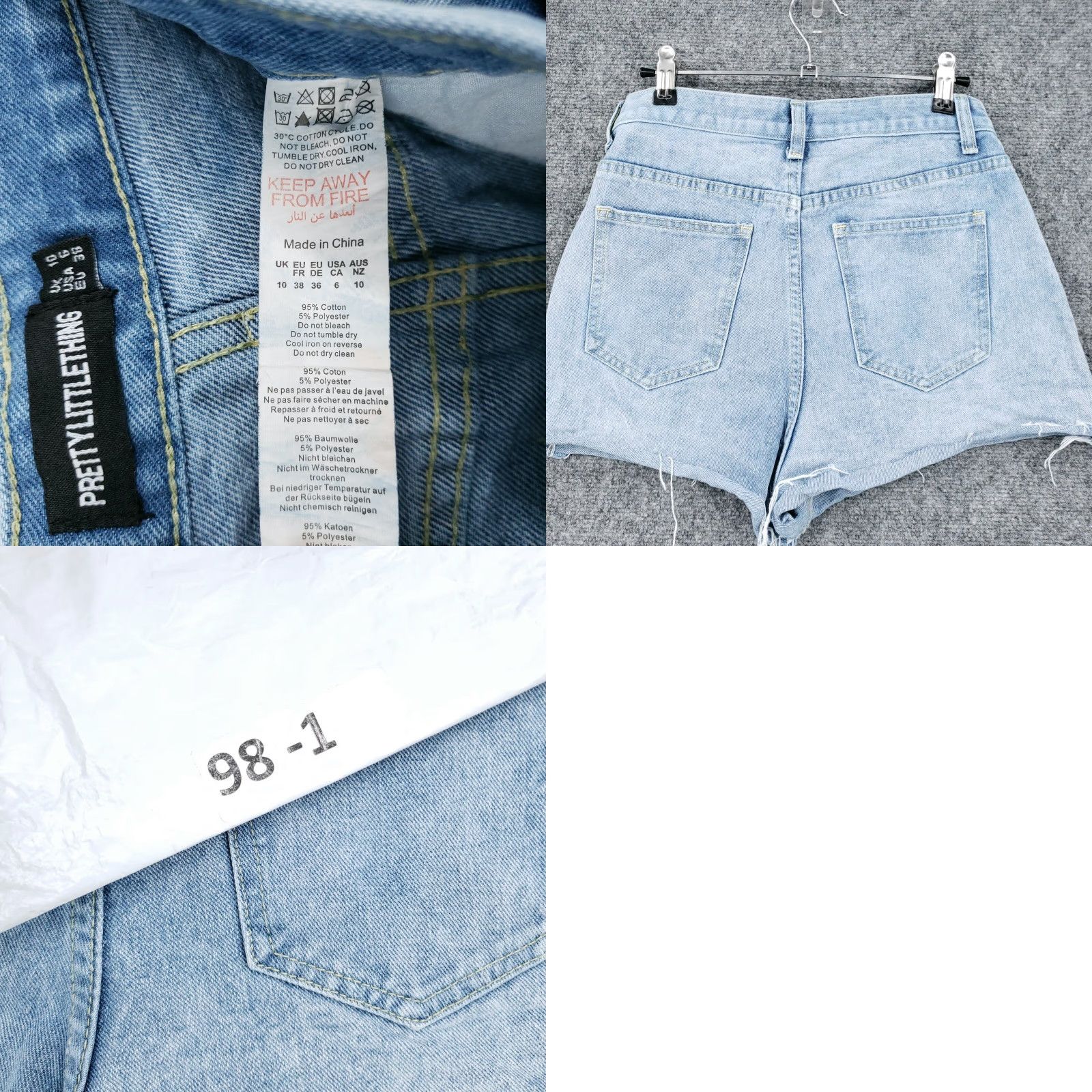PrettyLittleThing Pretty Little Thing Shorts Womens 6 Blue Mom High Rise Denim Light Wash Spring Summer 6 Womens Blue Jeans Shorts Size 28" / US 6 / IT 42 - 8 Thumbnail