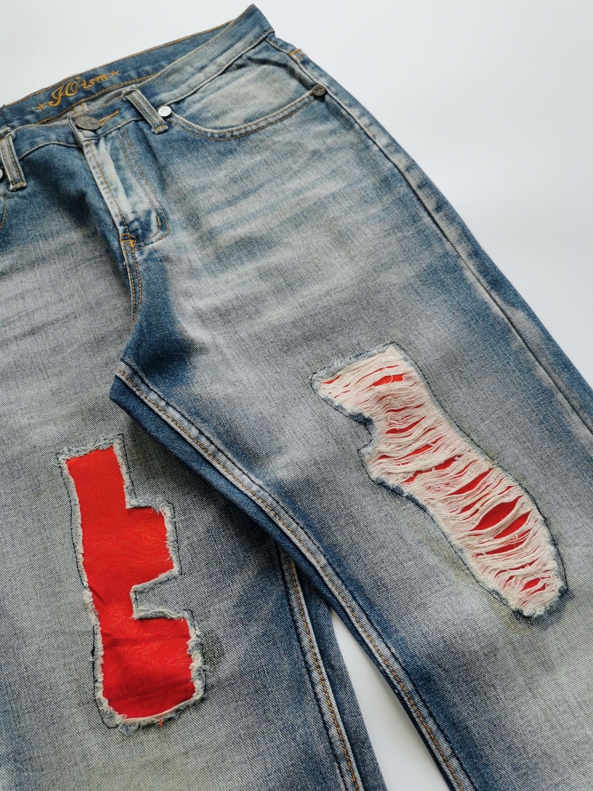 Japanese Brand Joism Japan Red Patchwork Denim Jeans Size US 30 / EU 46 - 3 Thumbnail