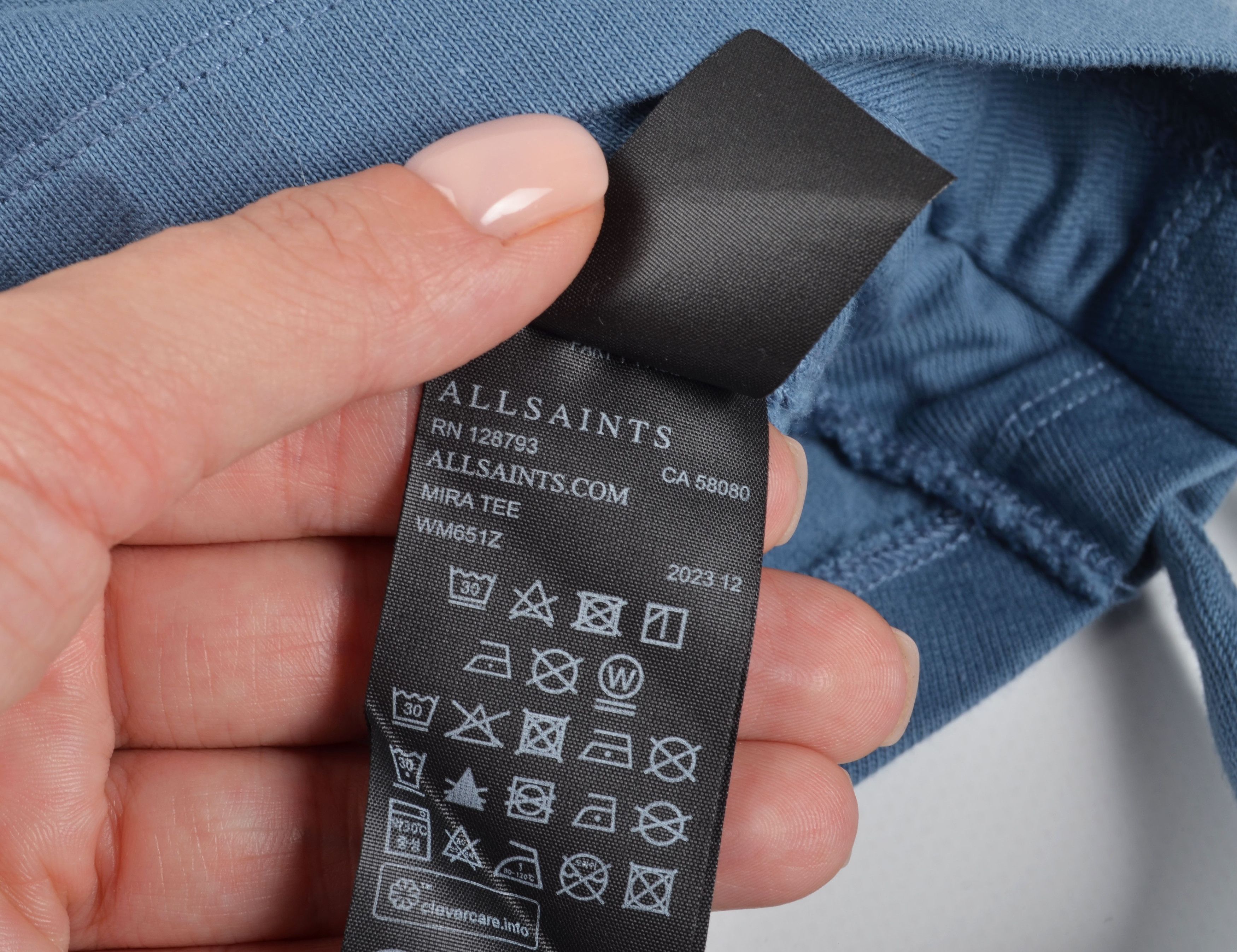 Allsaints AllSaints Cropped Blue Short Sleeve Mira Tee Top Size S / US 4 / IT 40 - 8 Thumbnail