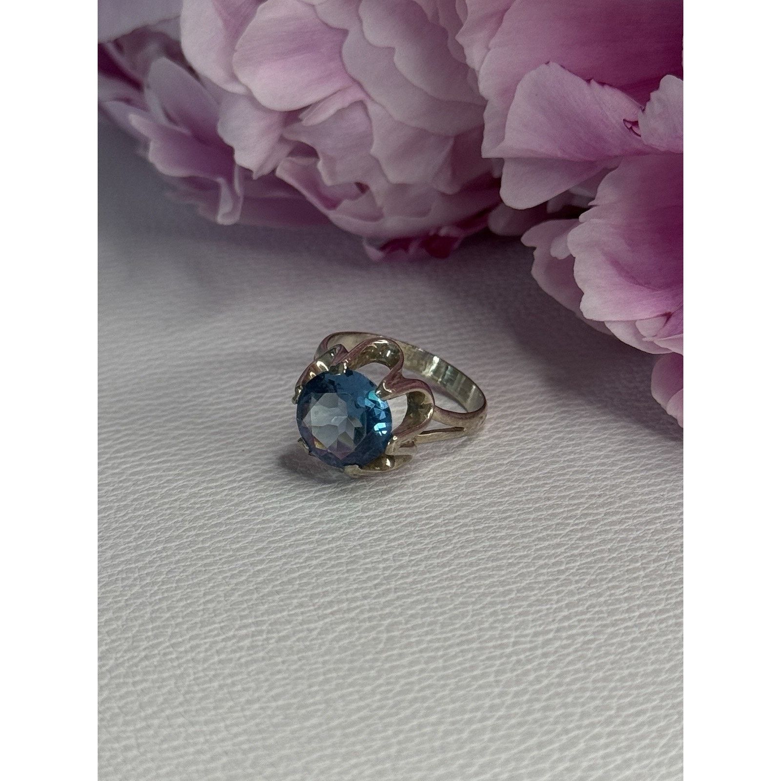 Jewelry 925 STERLING SILVER AQUAMARINE FLOWER RING SIZE 6 Size ONE SIZE - 7 Thumbnail