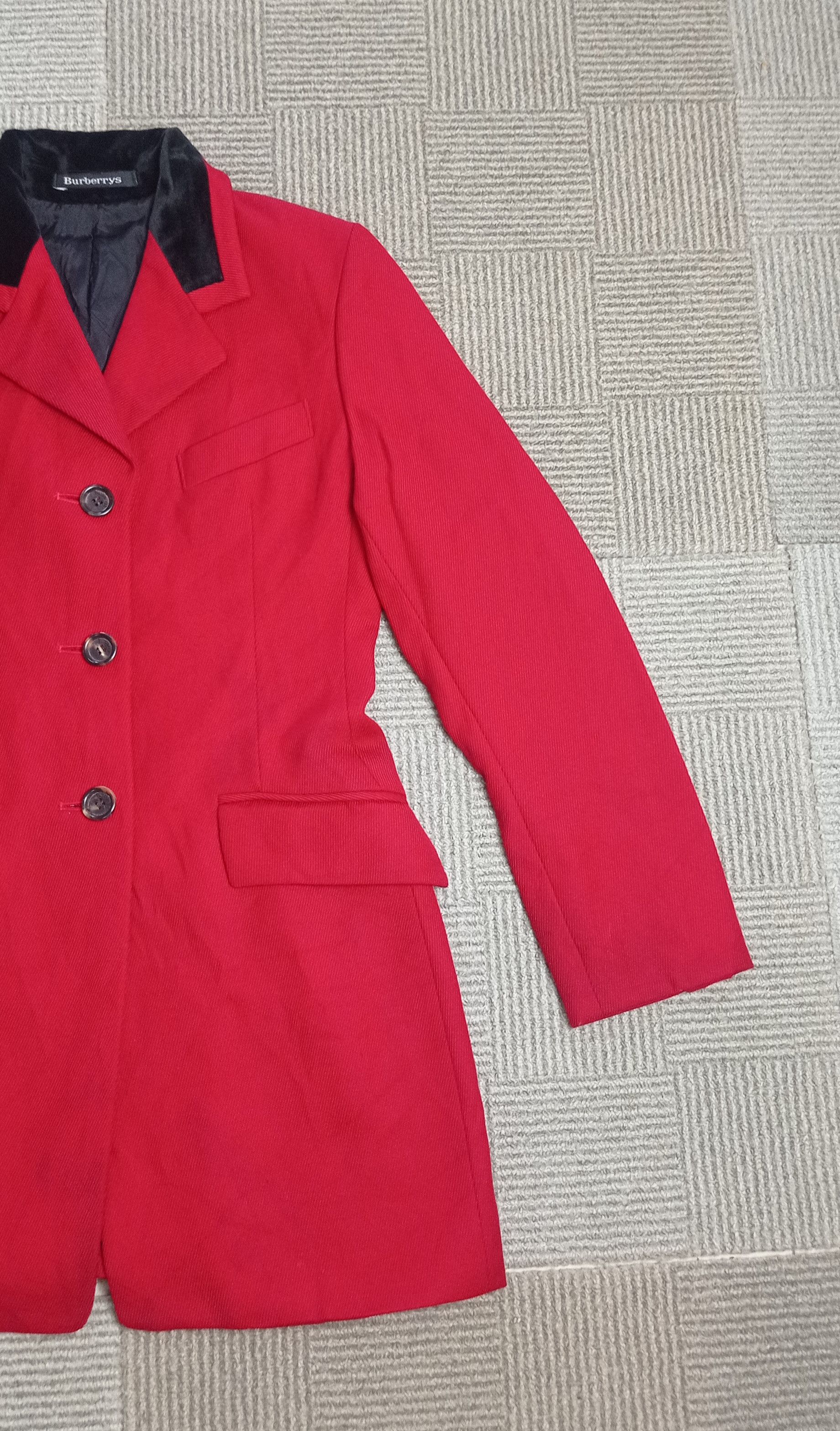 Burberry Vintage 80s Burberrys Wool Jacket Red Made in England Size S / US 4 / IT 40 - 5 Thumbnail