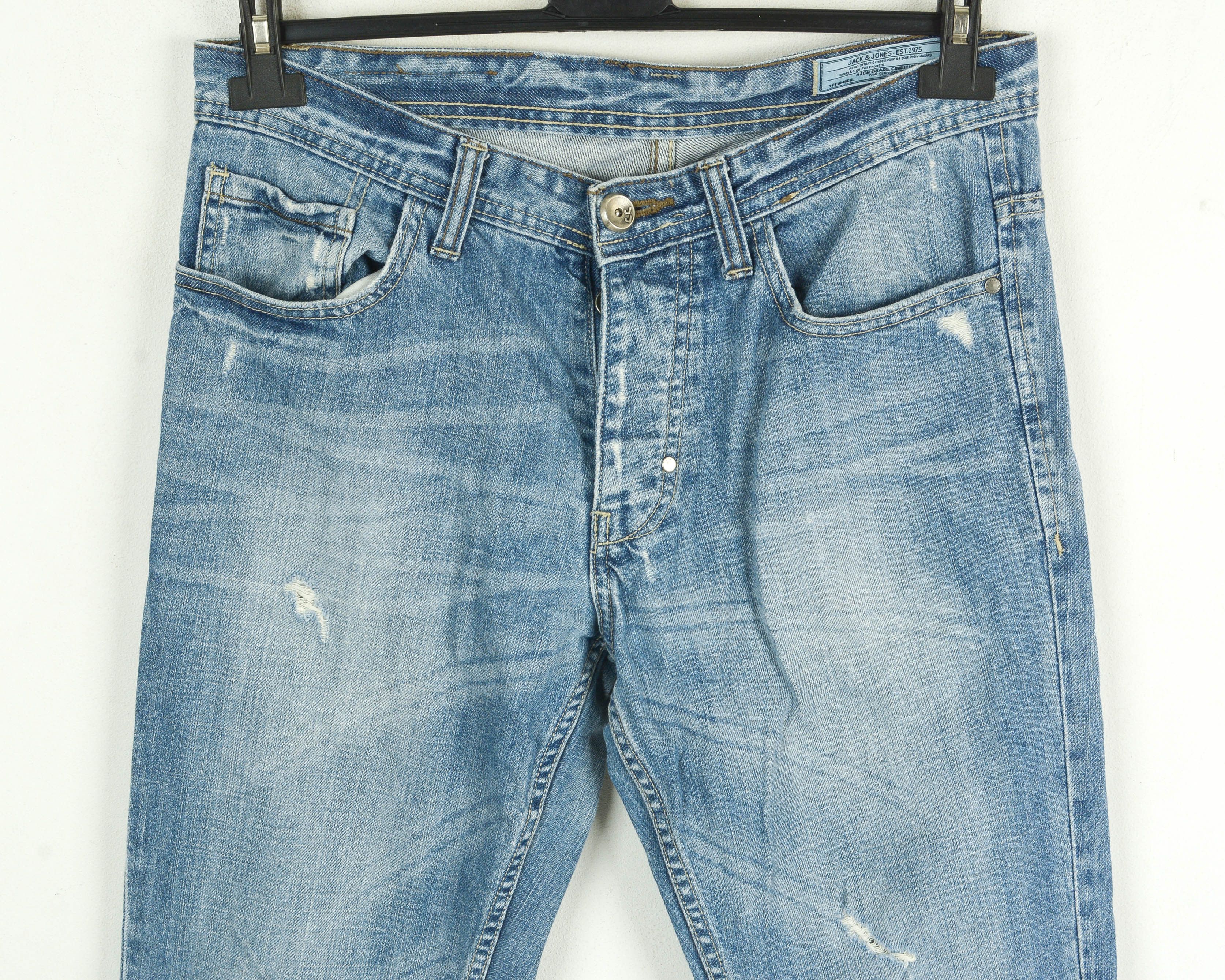 Jack & Jones Tim W31 L32 Slim Straight Jeans Denim Pants Trousers Ripped Size US 31 - 2 Thumbnail