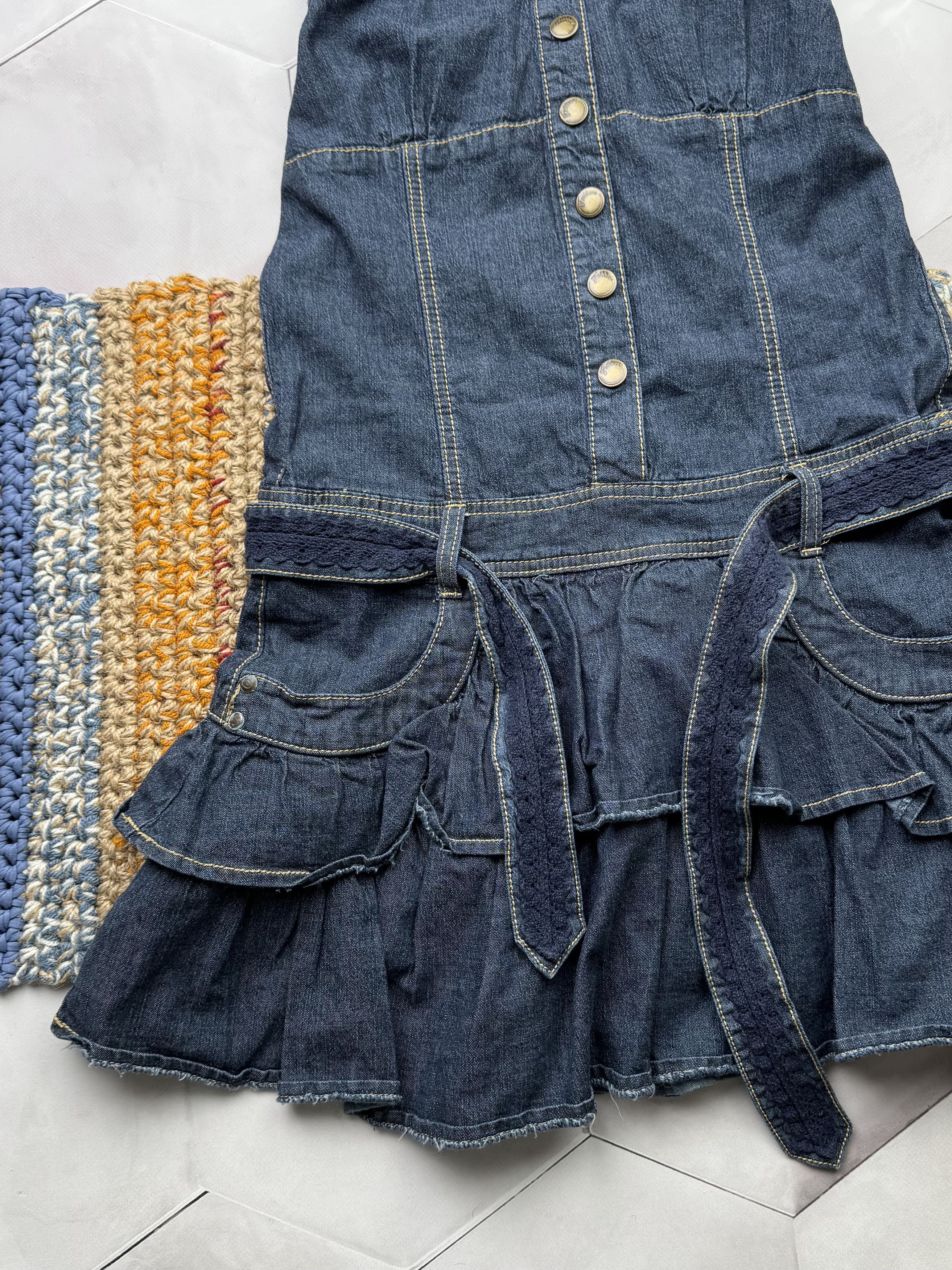 Vintage Vintage Mini Denim Dress Size S / US 4 / IT 40 - 3 Thumbnail