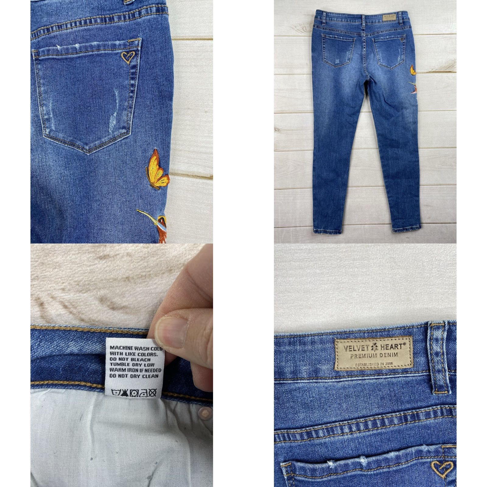 Velvet Velvet Heart Jeans Womens 28 Sadie Mid Rise Super Skinny Embroidered Butterfly Size 28" / US 6 / IT 42 - 9 Thumbnail