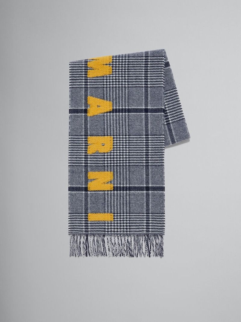 Marni o1f1d3z1125 Size: OS / Checked Wool Scarf With Logo Size ONE SIZE - 1 Thumbnail