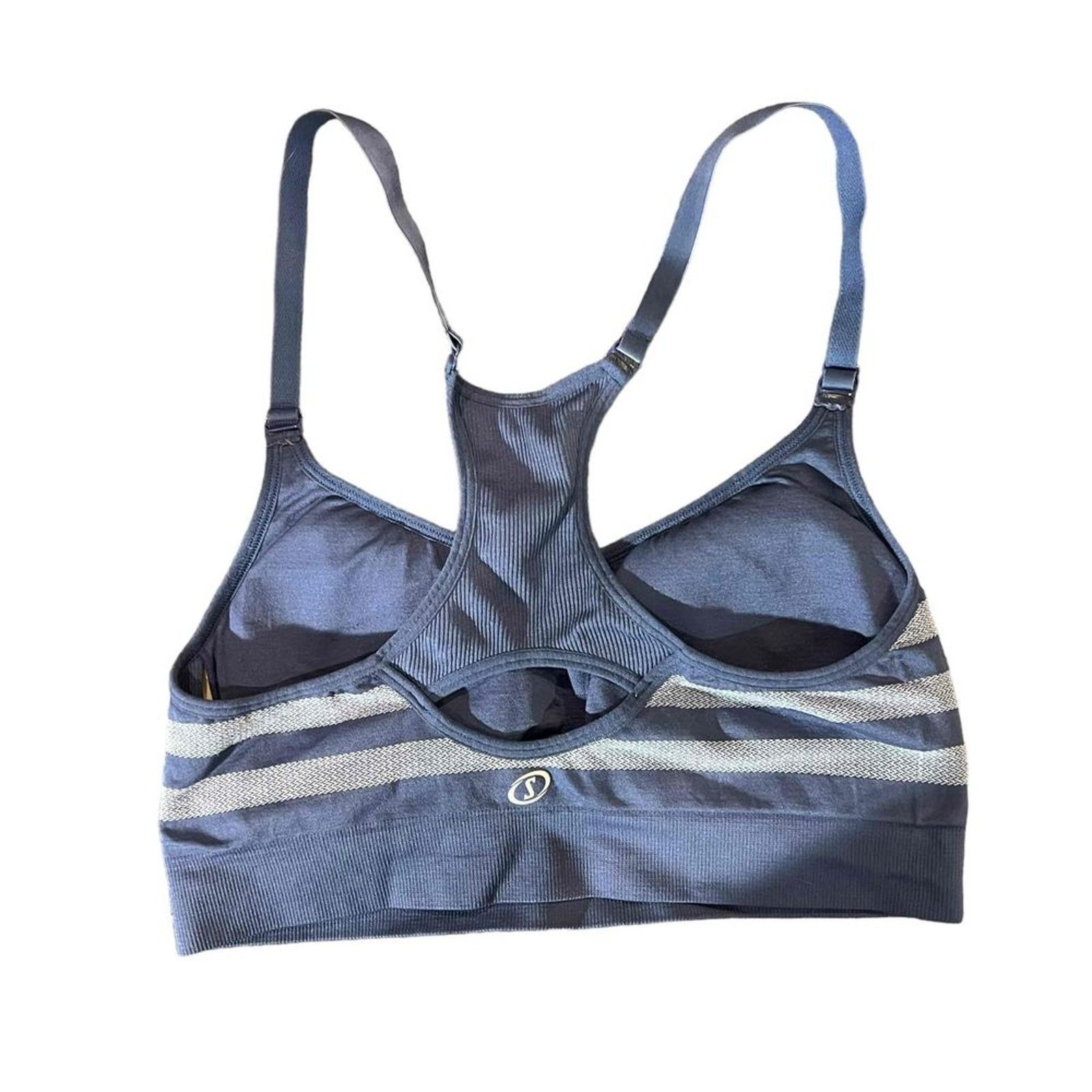 Spalding Spalding Sports Bra Womens Large Gray Striped Racerback Size ONE SIZE - 5 Thumbnail