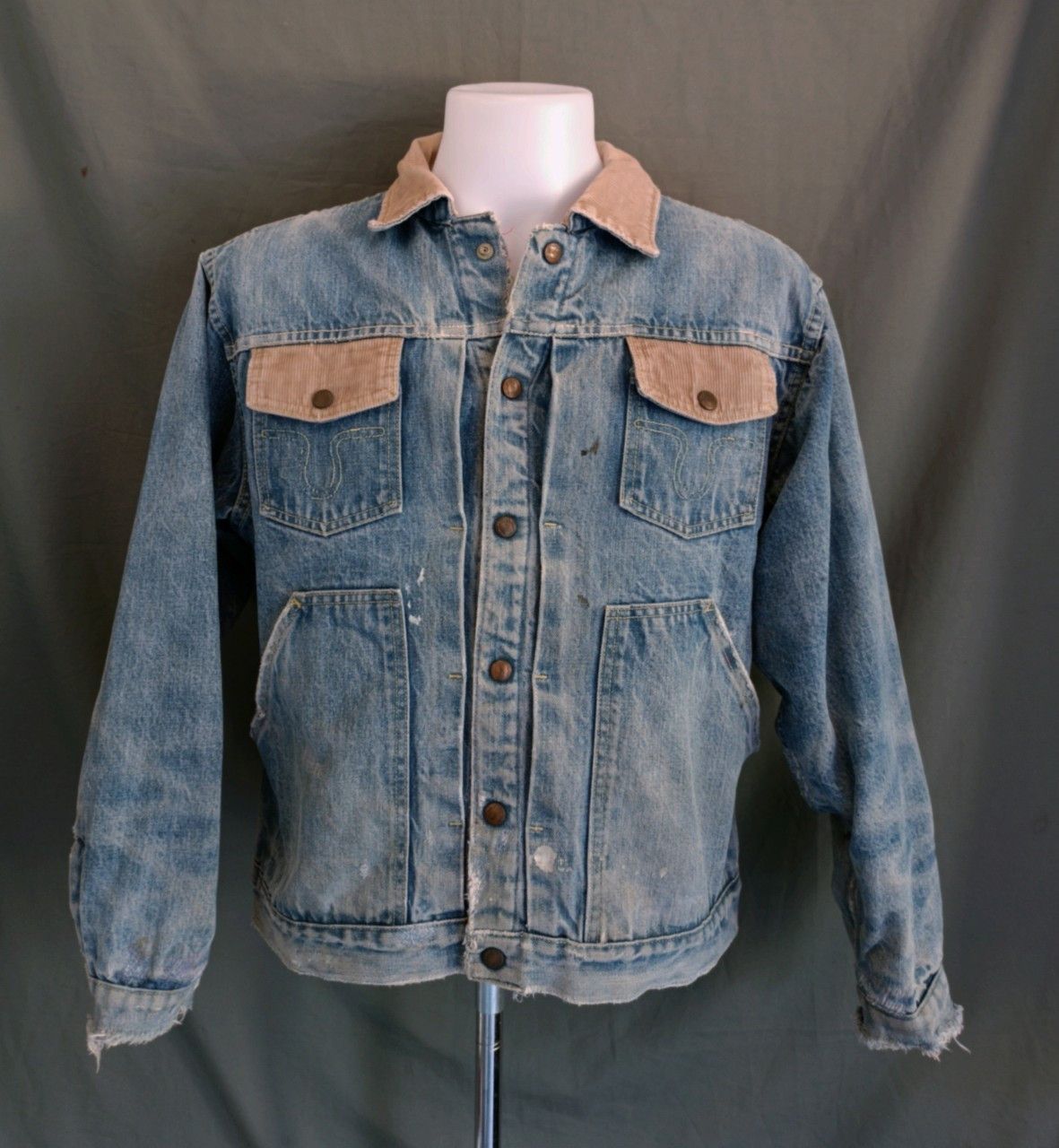 Vintage Vintage 1960s Big Smith Denim Distressed Snap Button Jacket. Size US L / EU 52-54 / 3 - 1 Thumbnail