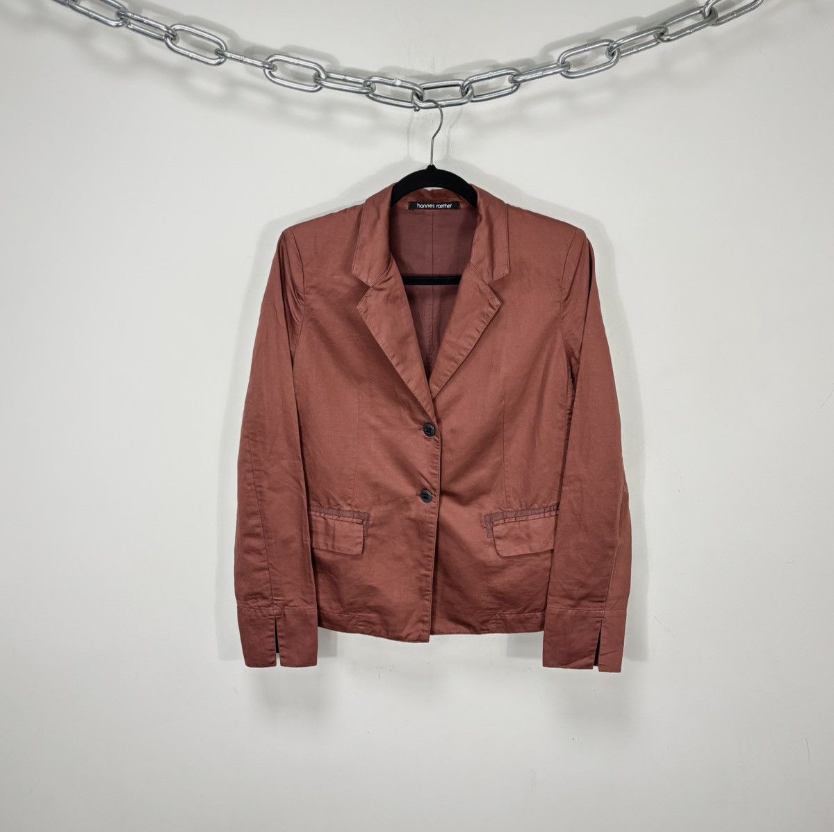 hannes roether Hannes Roether NEW Rust Cotton Linen Luxury Blazer Jacket Size M / US 6-8 / IT 42-44 - 2 Thumbnail