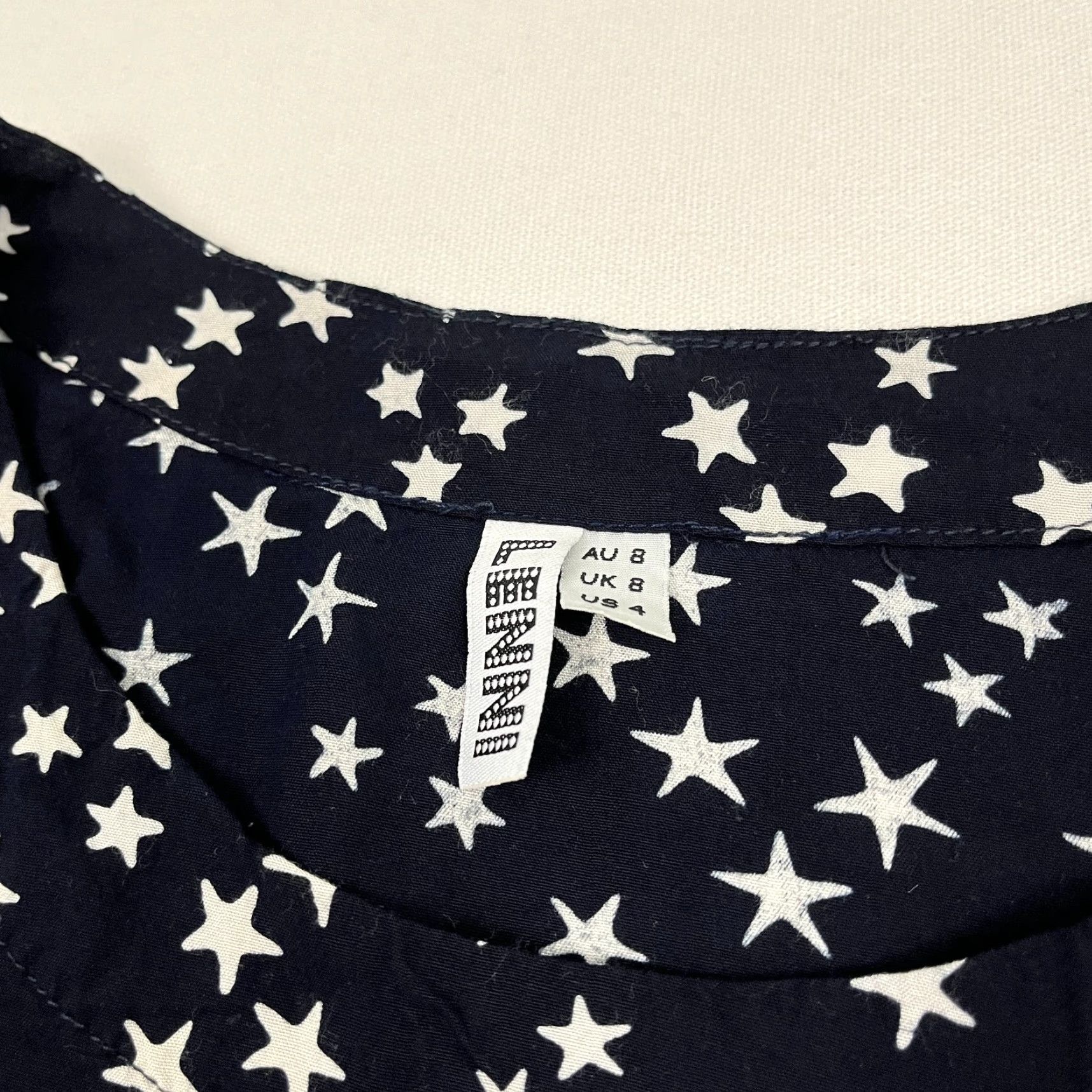 Vintage Lenni Blouse Women UK 8 / US 4 Black White Star Print Abstract Flared Tunic Womens Size S / US 4 / IT 40 - 3 Thumbnail