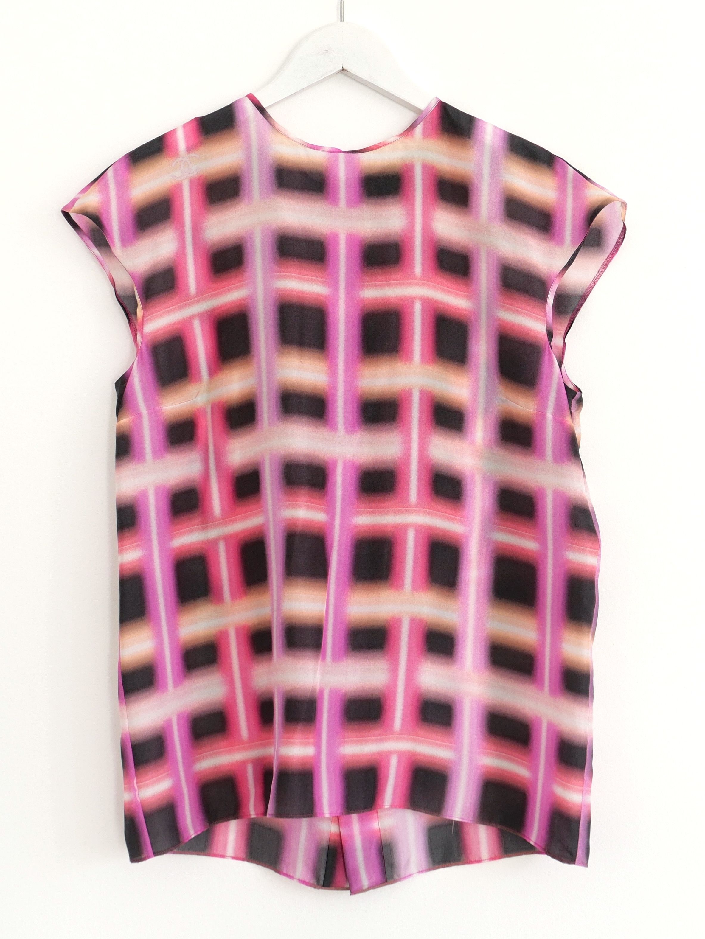 Chanel Spring 2017 Neon Print Silk Top