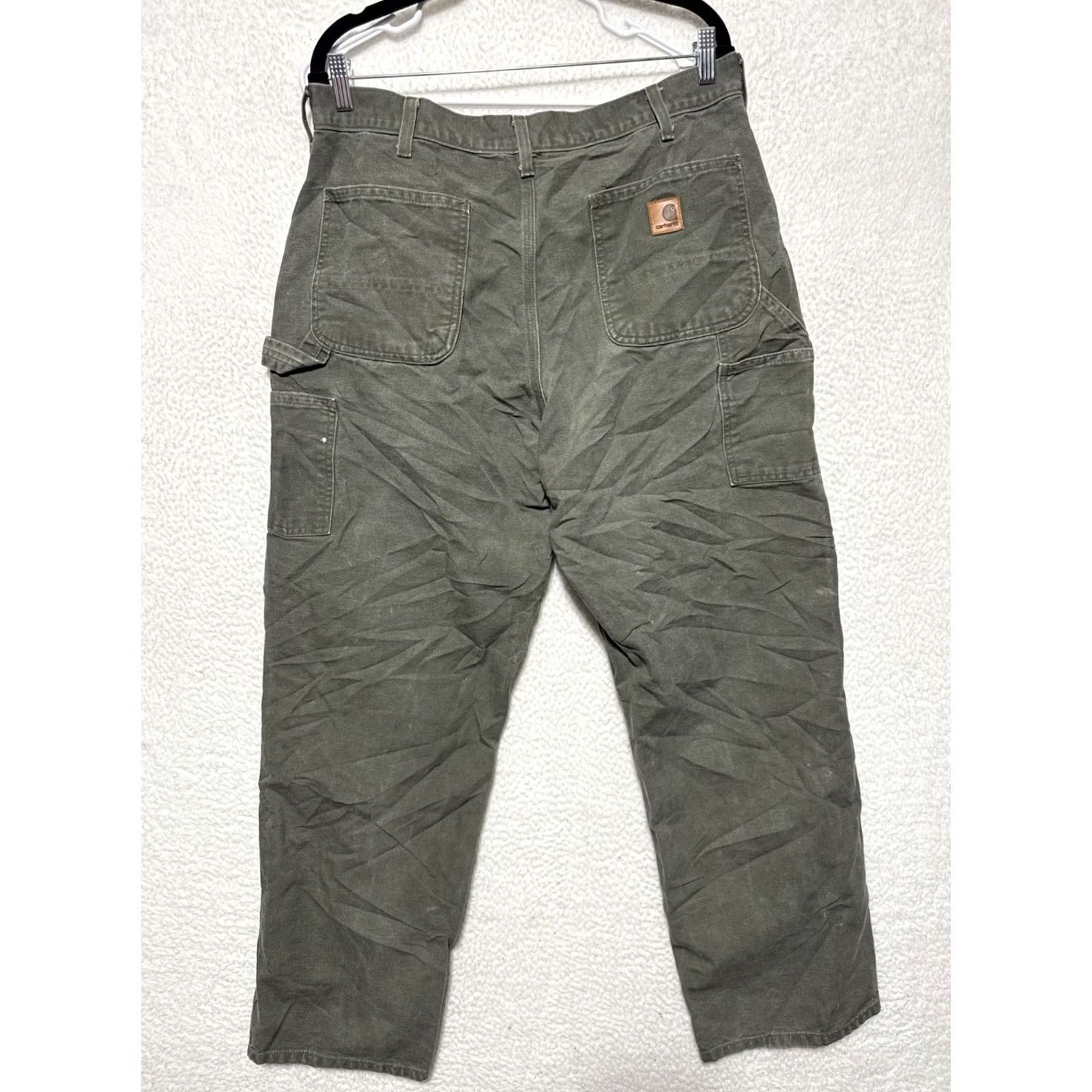 Carhartt VINTAGE Carhartt B11 MOS Dungaree Fit Duck Canvas Work Pants Mens 35 32 Green Relaxed Carpenter Jeans 35x32 Size US 35 - 3 Thumbnail