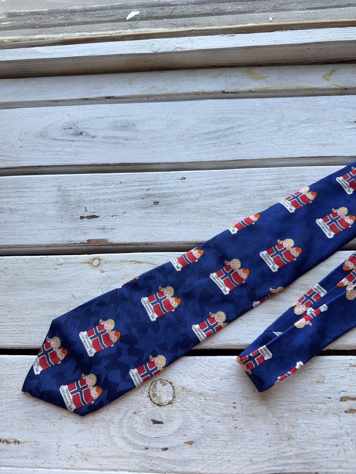 UEFA × Vintage Vintage 1994 Lillehammer Winter Olympics Tie Norway Flag Size ONE SIZE - 2 Thumbnail