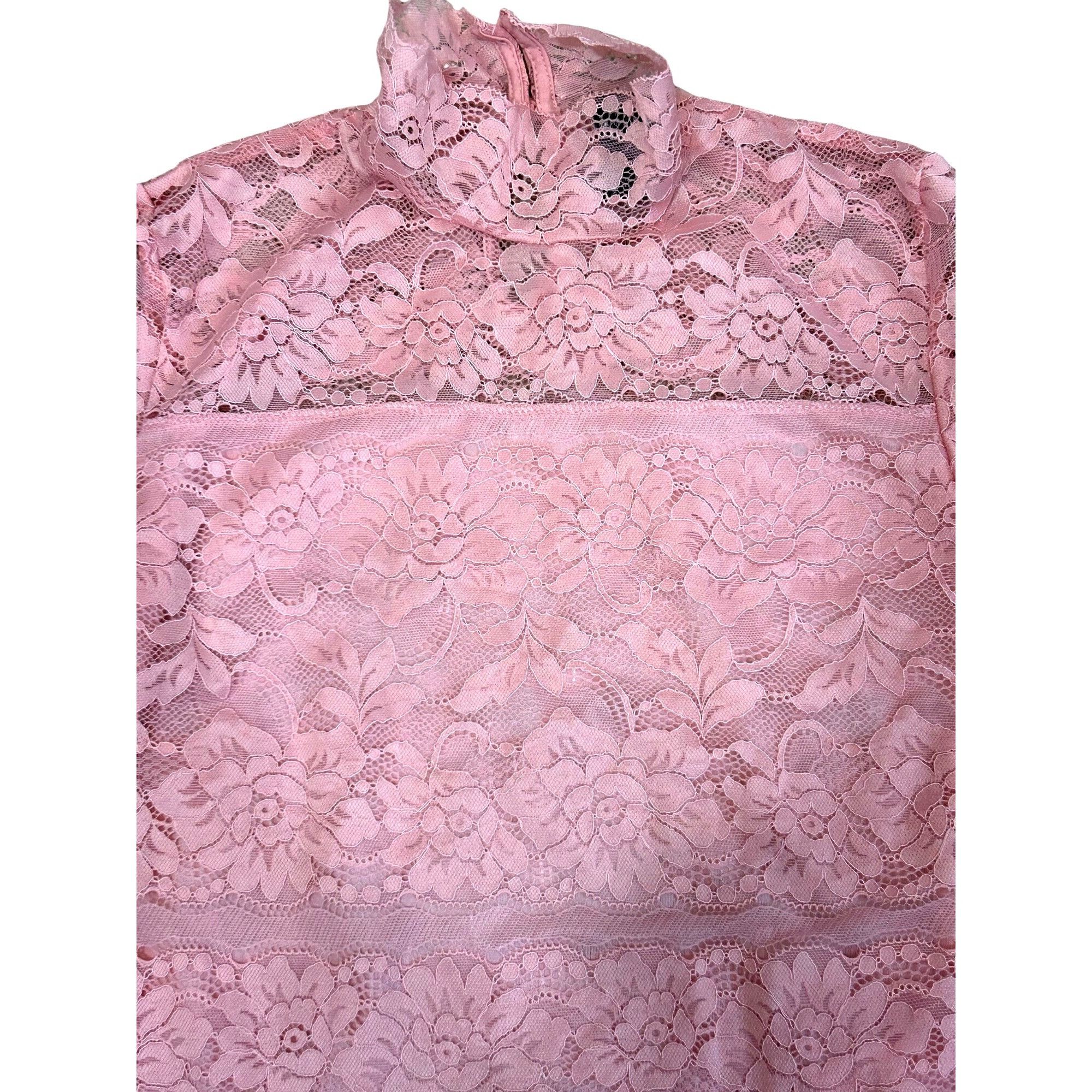 Other Mock Neck Pink Floral Lace Top S Juniors Long Sleeve Dressy Size S / US 4 / IT 40 - 18 Thumbnail