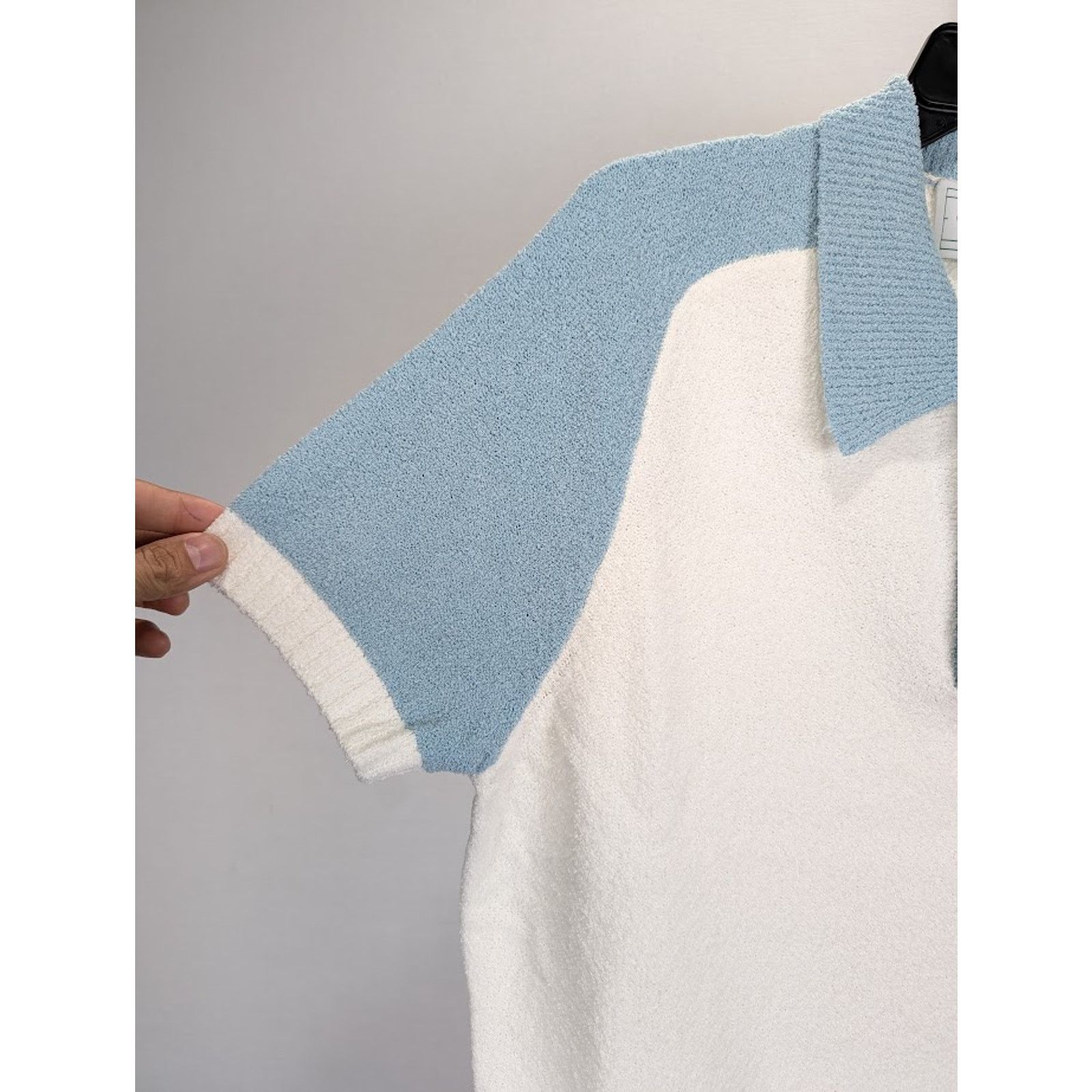 Casablanca o1rshd1 555 / Raglan Boucle Polo Shirt in White/Blue Size US XXL / EU 58 / 5 - 6 Thumbnail