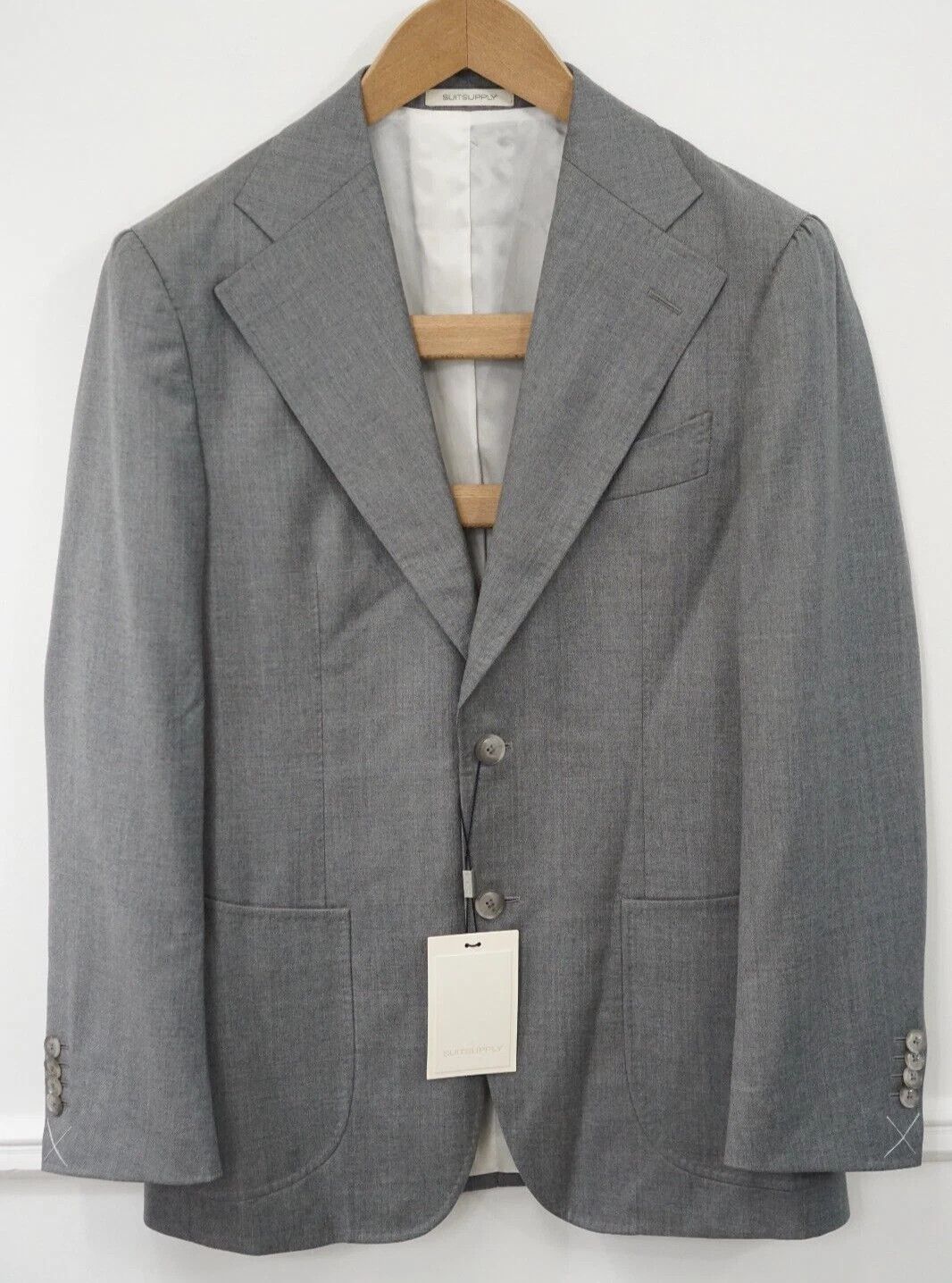 Suitsupply Men Suitsupply Blazer Havana Patch Wide Label Grey Wool US36 Size 36R - 1 Thumbnail