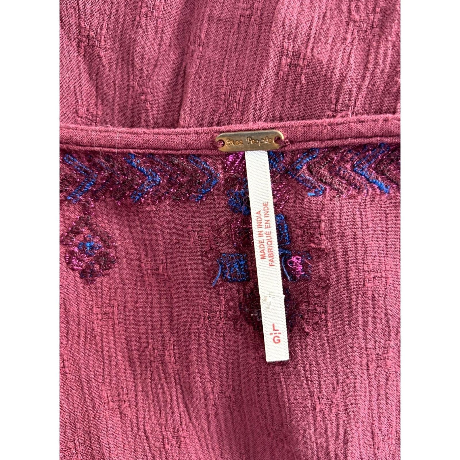 Free People FREE PEOPLE Womens Arianna Embroidered Tunic Dress L Red Long Sleeve Boho Shirt Dress Womens Size L / US 10 / IT 46 - 4 Thumbnail