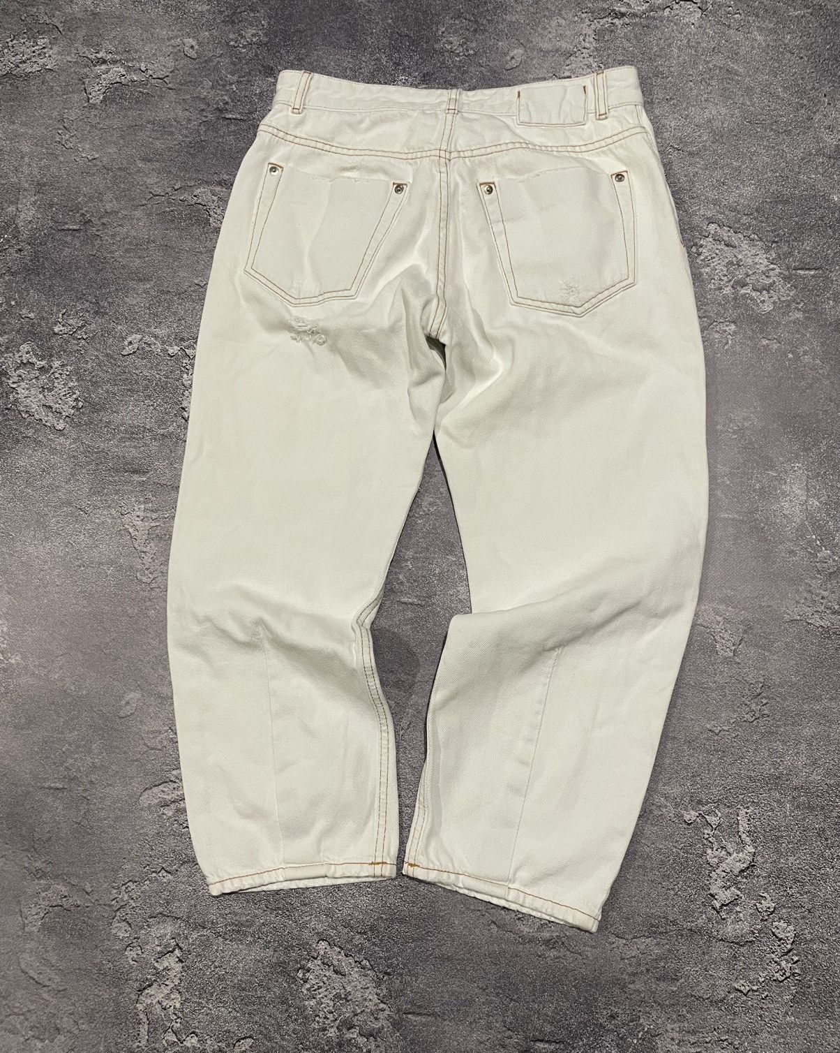Designer Vintage MM6 Maison Margiela White Distressed Pants Jeans Size 28" / US 6 / IT 42 - 5 Thumbnail