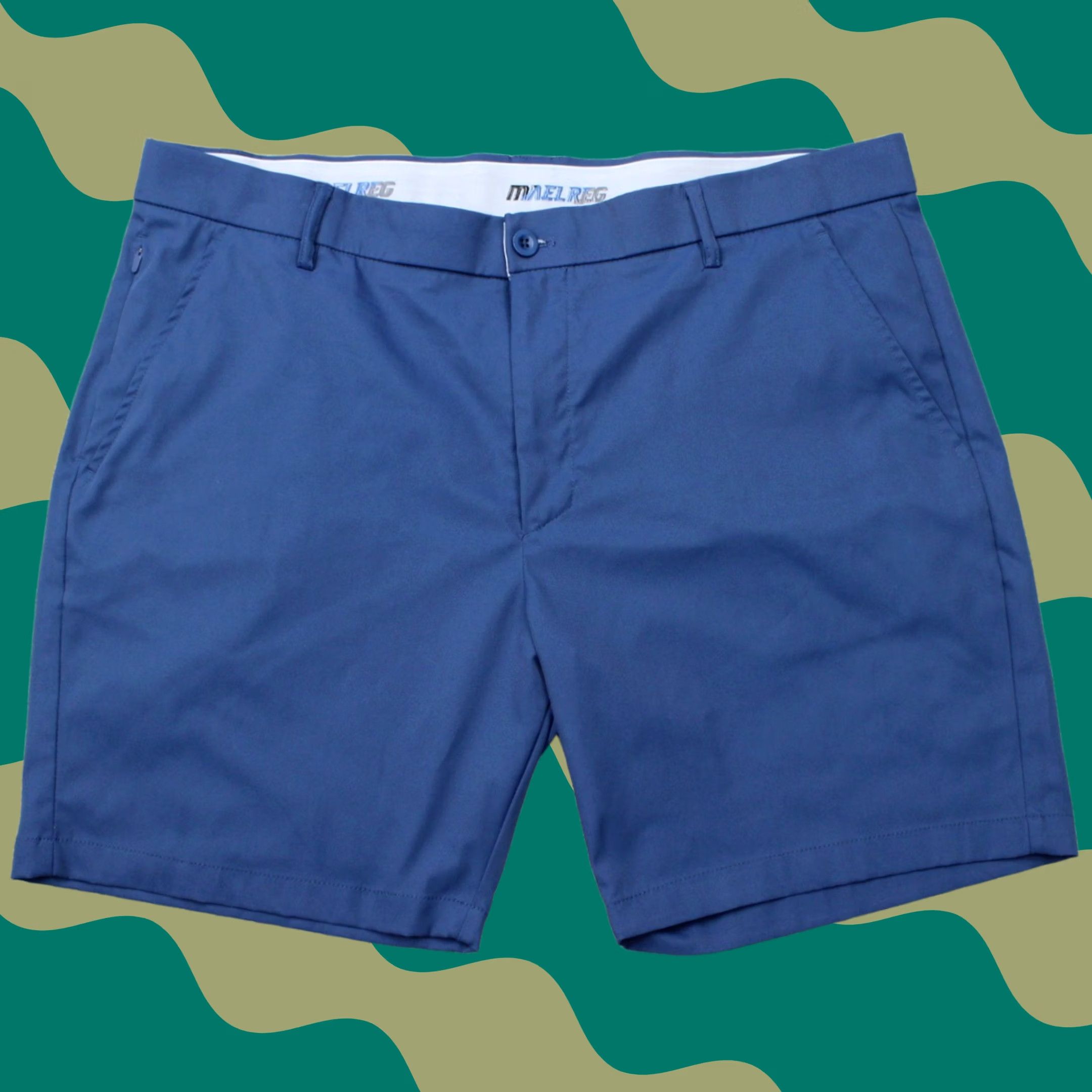 Vintage Maelreg Shorts Mens 40 Blue ProFlex 7" Golf Performance Polyester Casual Chino Moisture Wicking Pockets Slim/Regular Front Flat Front Sport 2000s Mens Size US 40 / EU 56 - 1 Thumbnail