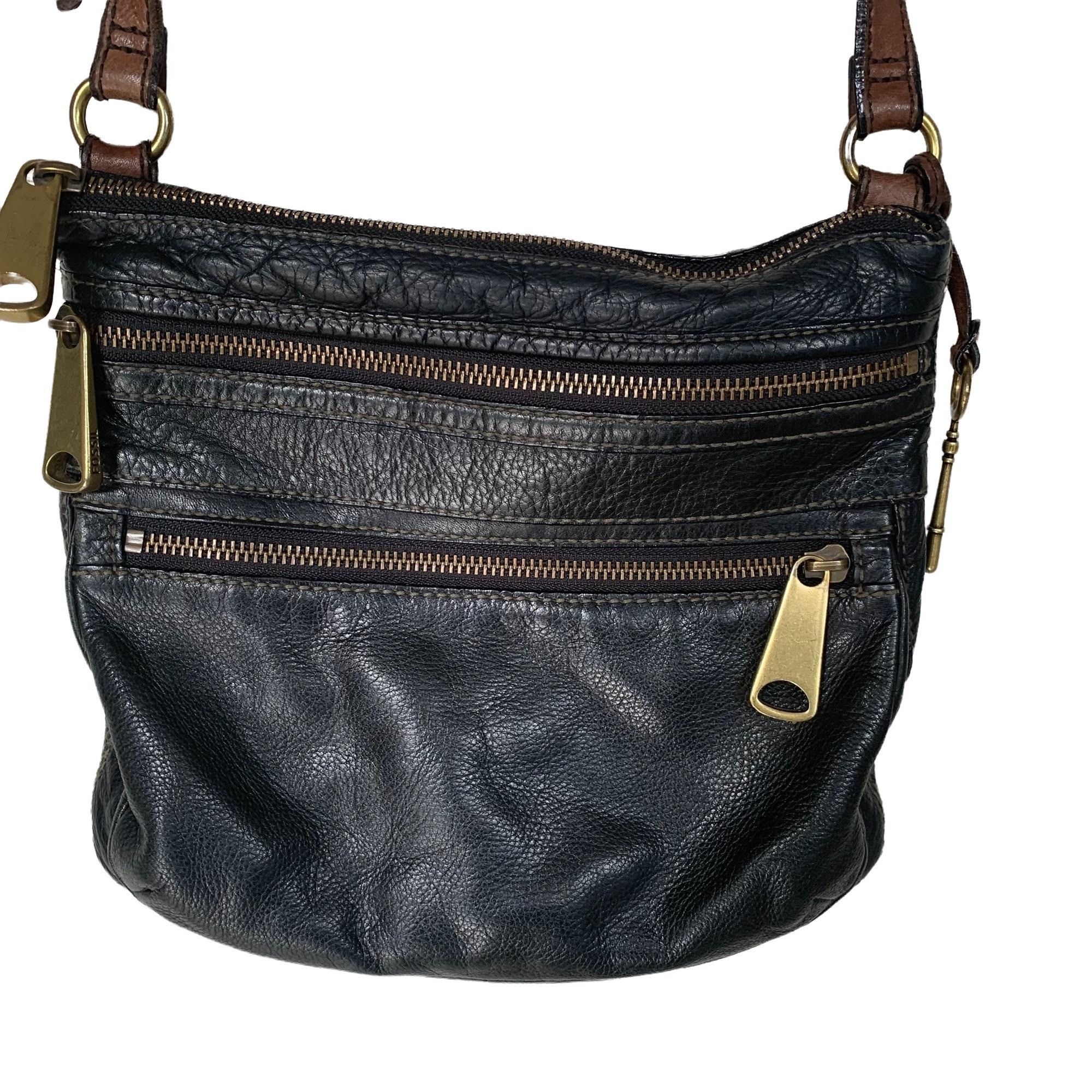 Fossil Fossil Cowhide Leather Gold Hardware Boho Crossbody Bag Size ONE SIZE - 3 Thumbnail