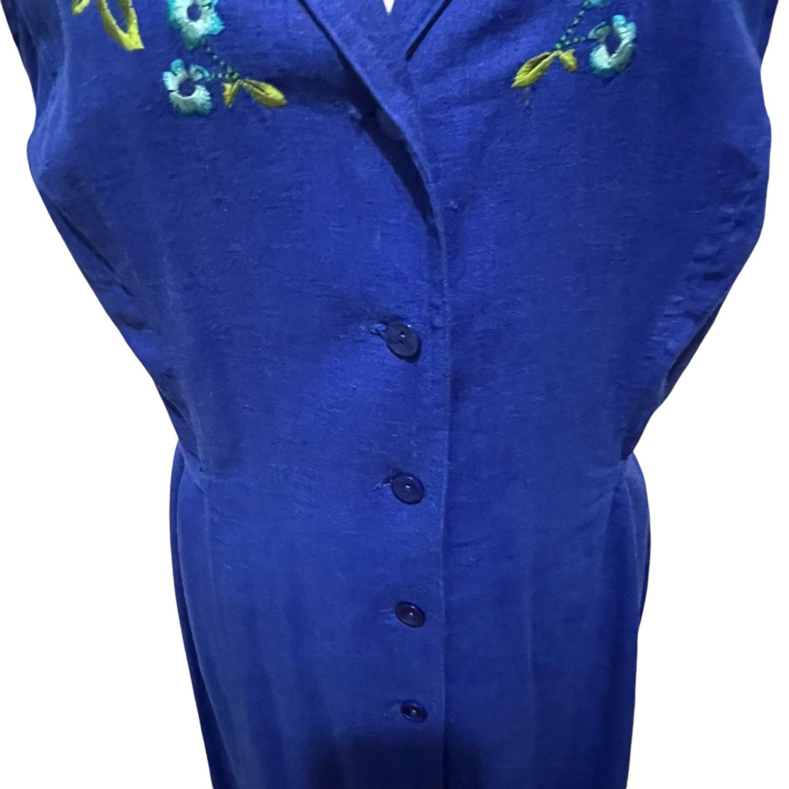 Other VTG Melissa Harper Blue Sleeveless Maxi Dress Embroidery 12 Size XL / US 12-14 / IT 48-50 - 5 Thumbnail