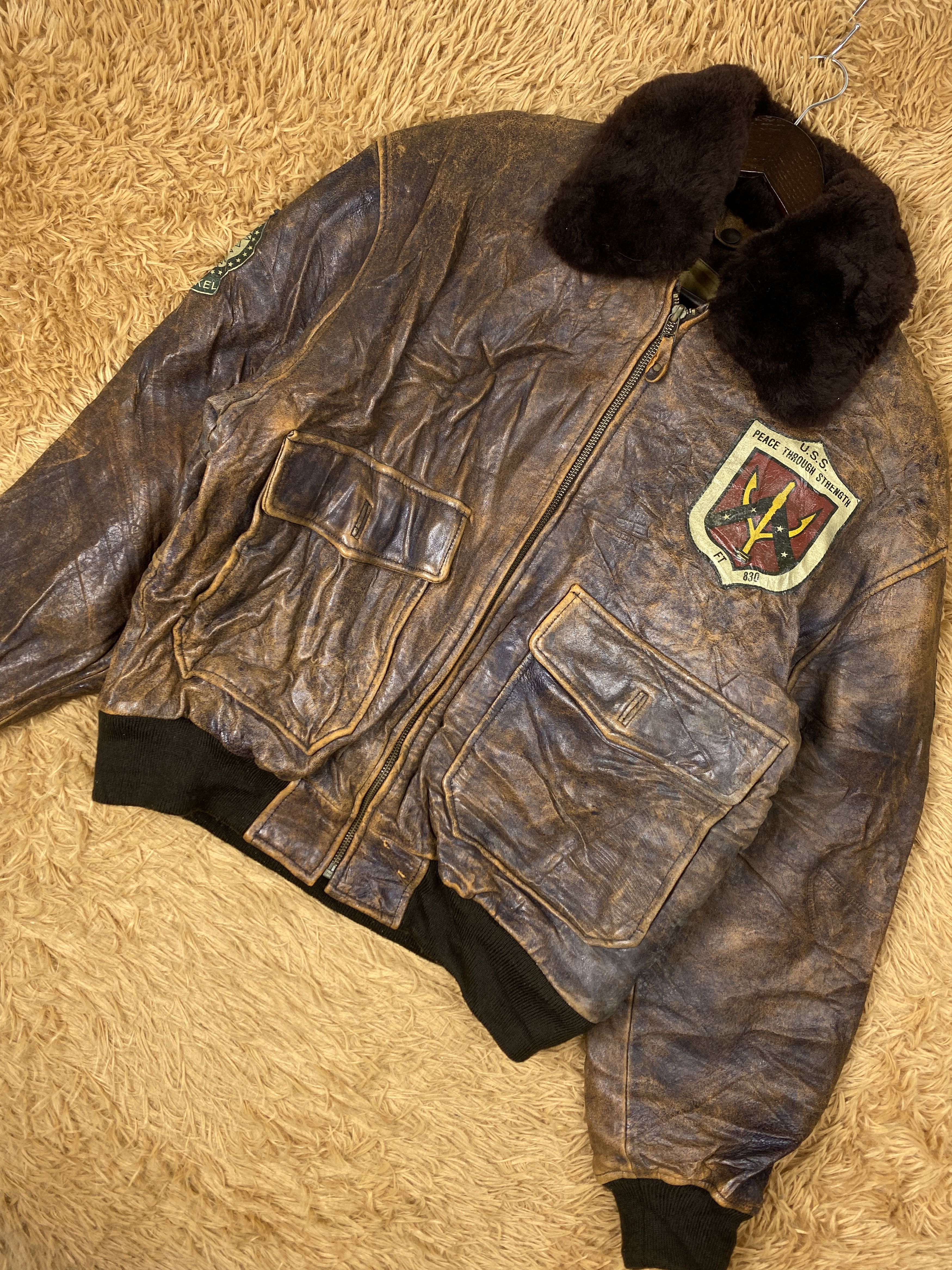 Vintage Vintage US Navy Military Flight Leather Jacket PJ2569 Size US M / EU 48-50 / 2 - 2 Thumbnail
