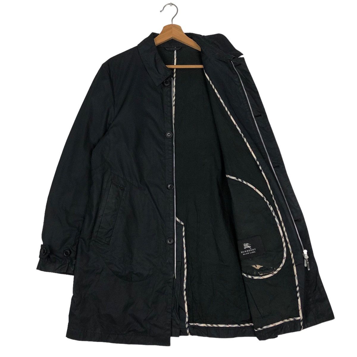 Burberry 🔥Rich Black Vintage Burberry Black Label Long Jacket Size US L / EU 52-54 / 3 - 11 Thumbnail