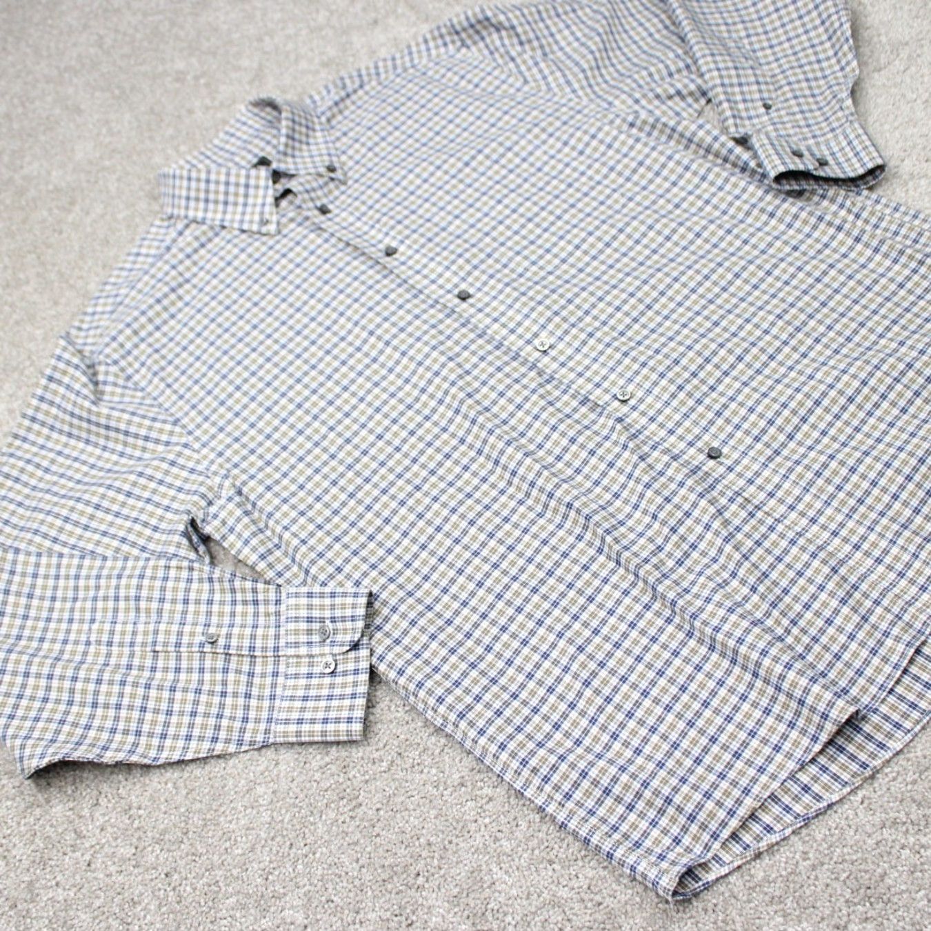 Jos. A. Bank Jos. A. Bank Shirt Mens Large Blue/Green Traveler Traditional Fit Cotton L/S Size US L / EU 52-54 / 3 - 7 Thumbnail