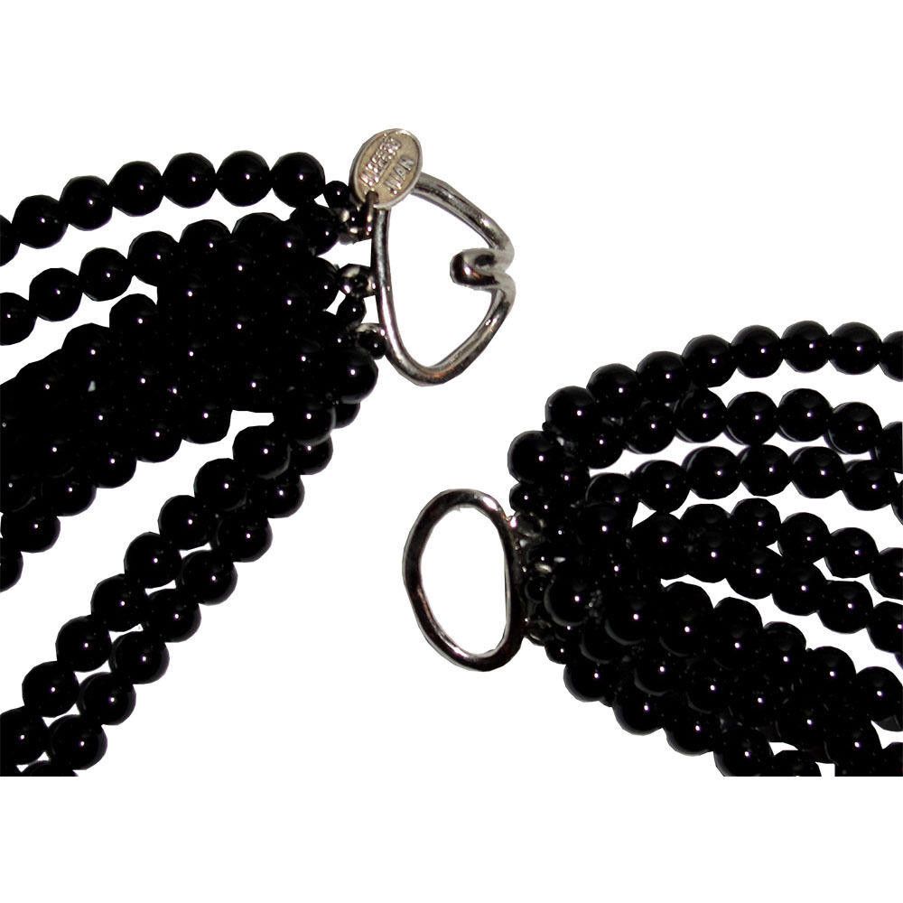 Designer Black Onyx Beaded Torsade Necklace Alberto Juan Size ONE SIZE - 4 Thumbnail