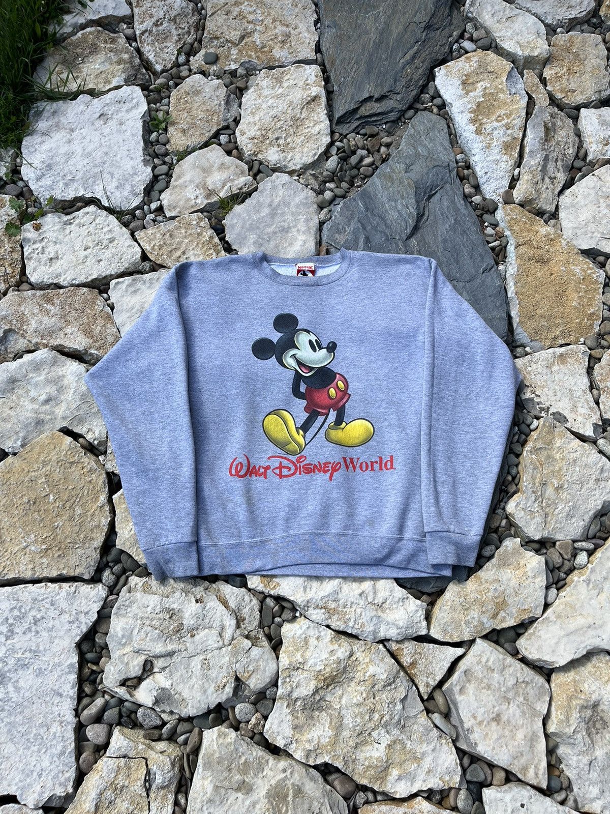 image of Vintage 90's Disney World Walt Sweatshirt Mickey Inc Mouse Us in Grey, Men's (Size Large)