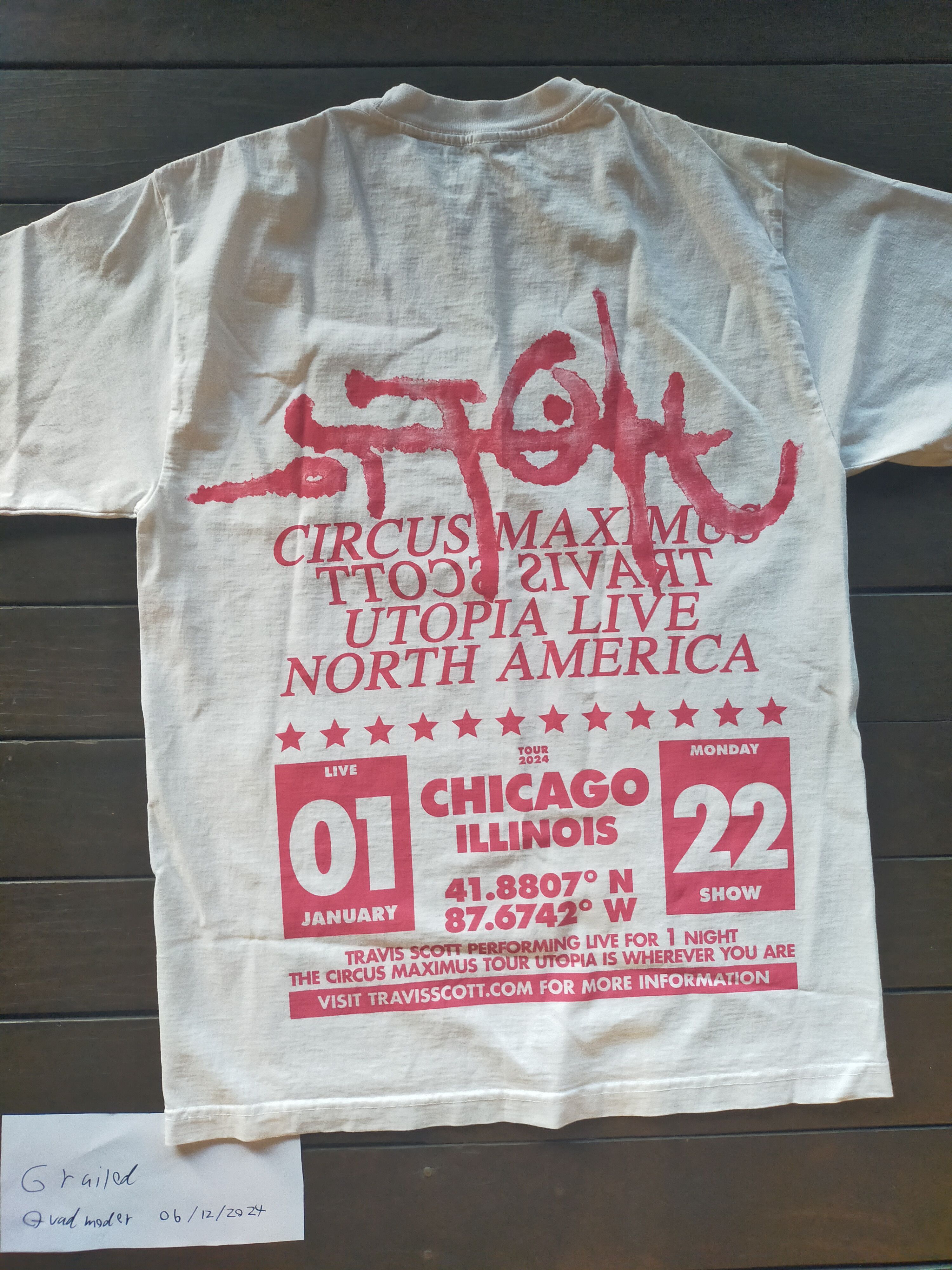 Travis Scott Travis Scott Utopia Chicago Illinois tour merch shirt Size US M / EU 48-50 / 2 - 10 Thumbnail