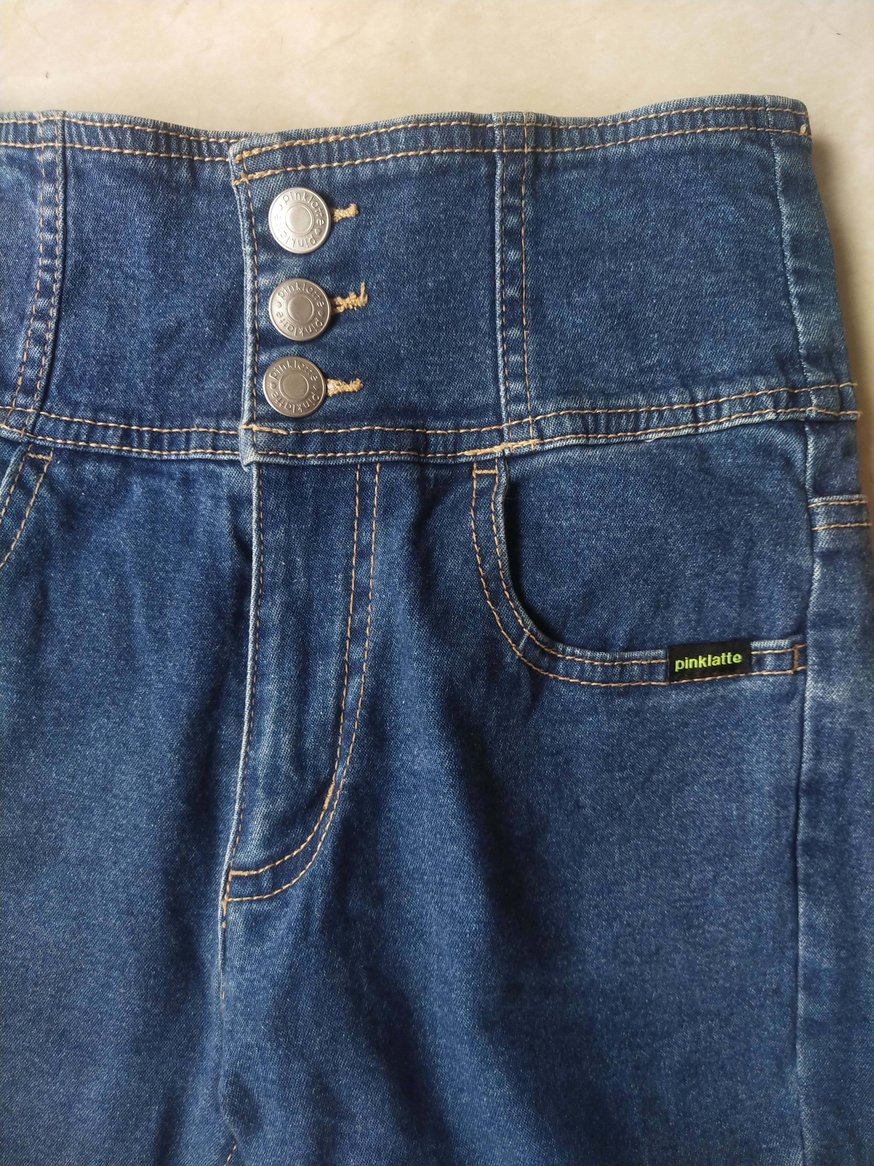 Japanese Brand Pink-latte Girl High-Waist Denim Shorts – Japan Streetwear Size 26" / US 2 / IT 38 - 2 Thumbnail