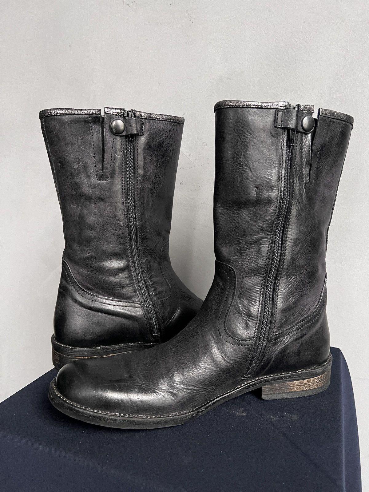 Hedi Slimane Black Buckled Leather Boots Heavy Punk guidi style artisan Size US 8.5 / EU 41-42 - 7 Thumbnail