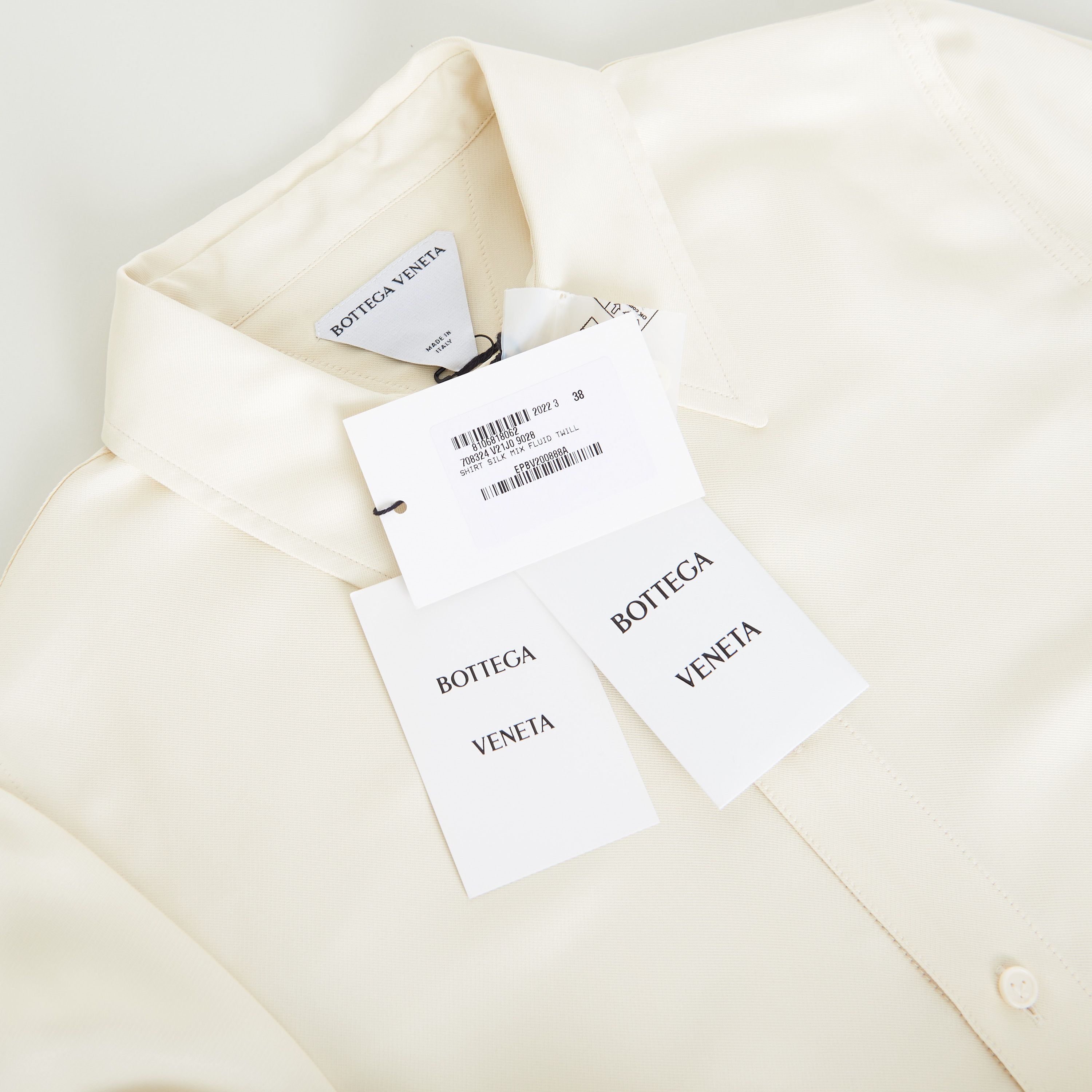 Bottega Veneta Longsleeve Shirt In Seasalt Viscose & Silk Mix Fluid Twill Size S / US 4 / IT 40 - 11 Thumbnail