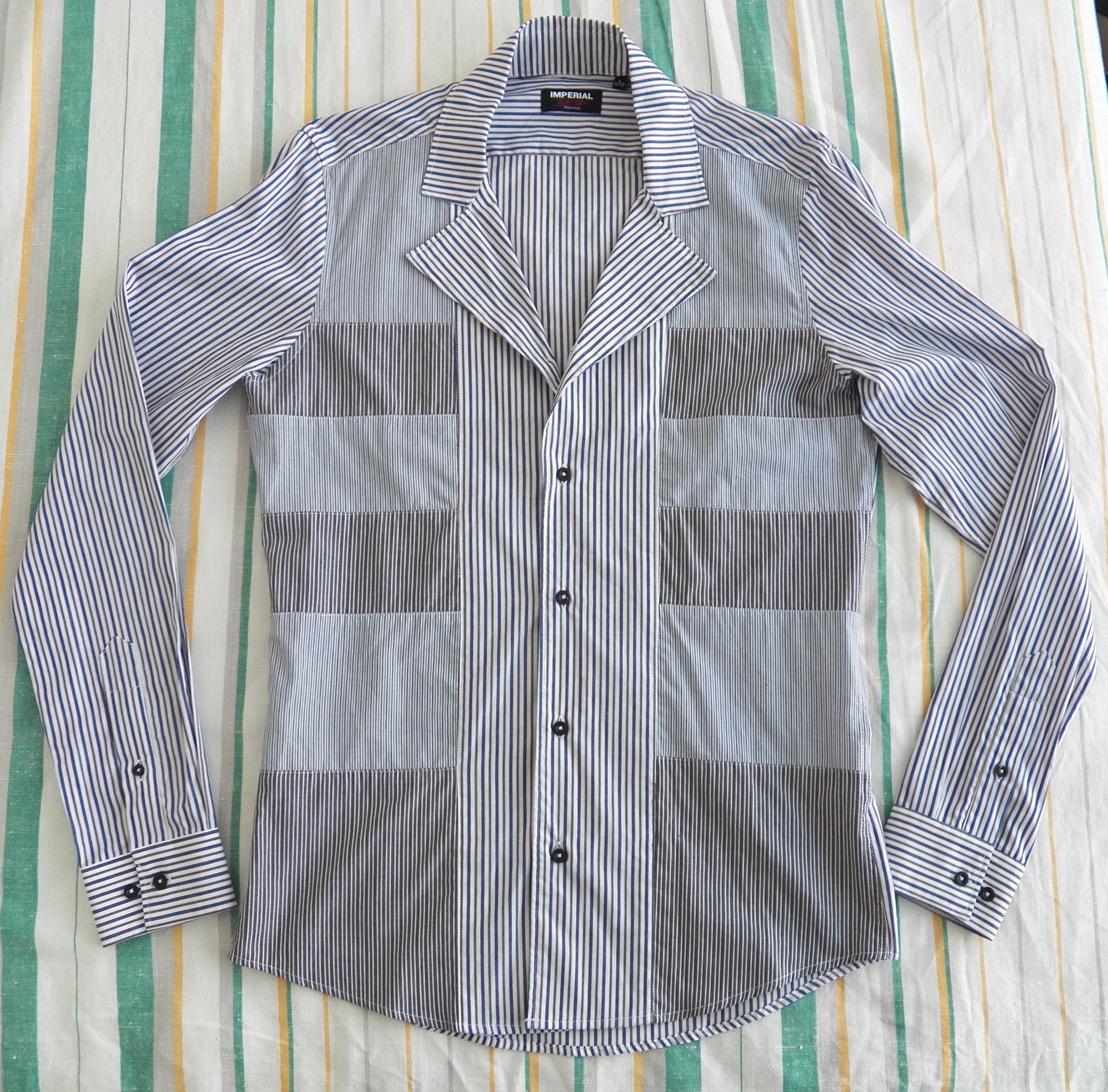 Imperial IMPERIAL Tailoring Mens Lapel Shirt Patchwork Stripe Cotton Size US L / EU 52-54 / 3 - 1 Thumbnail