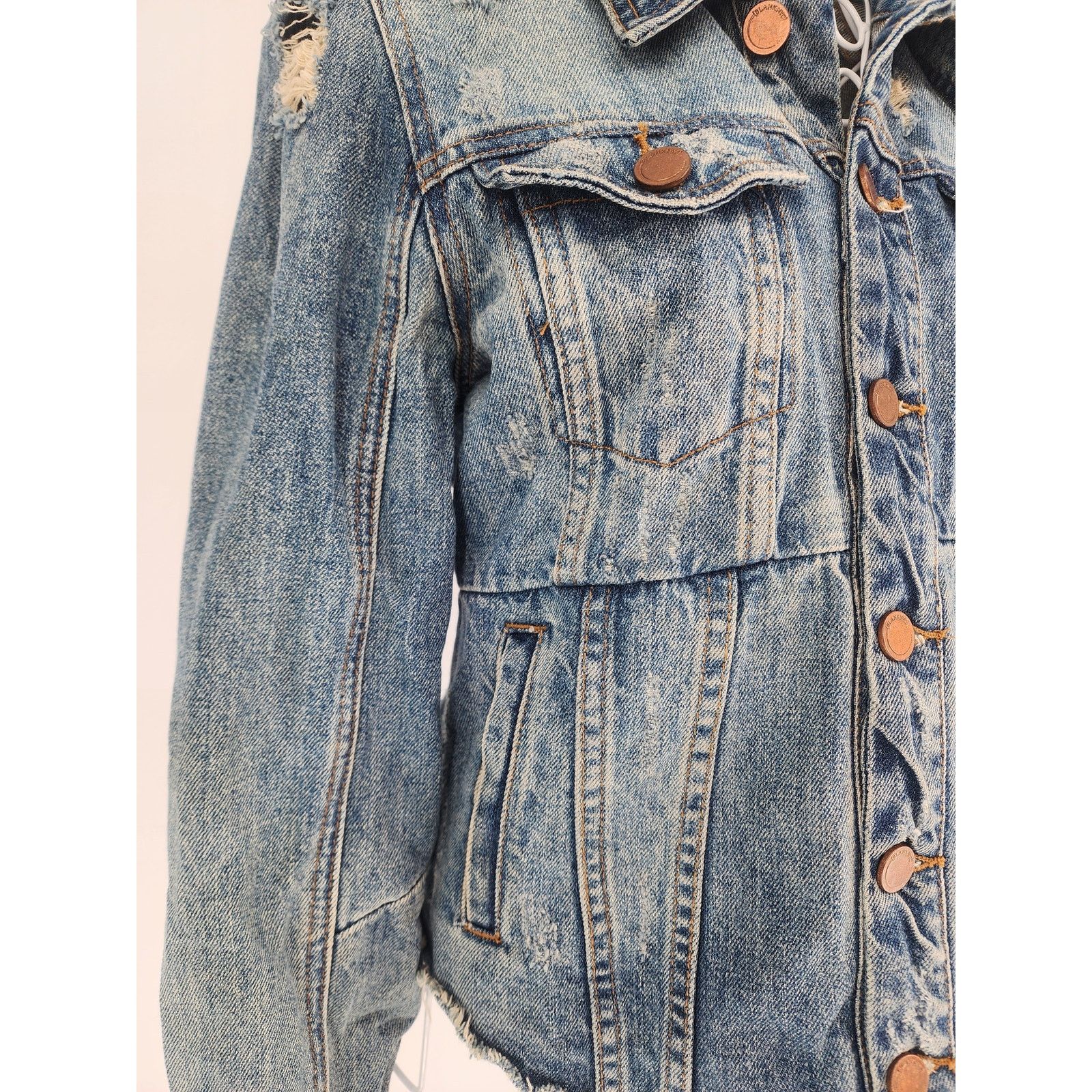 BLANKNYC Blank NYC Distressed Denim Jacket - Women's Size XS Size XS / US 0-2 / IT 36-38 - 5 Thumbnail