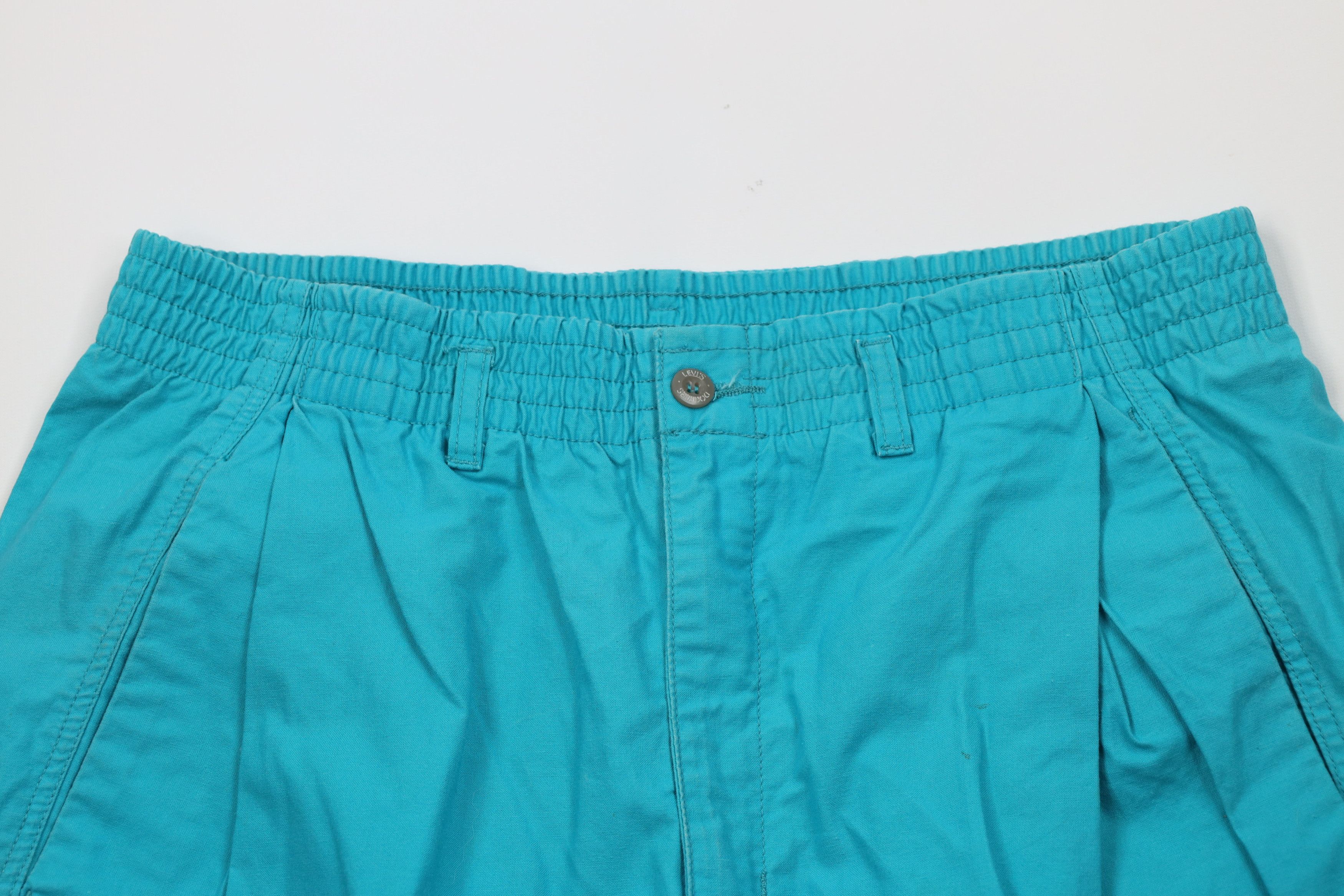 Levi's Vintage 80s 90s Levis Dockers Pleated High Waist Shorts Teal Size US 36 / EU 52 - 2 Thumbnail