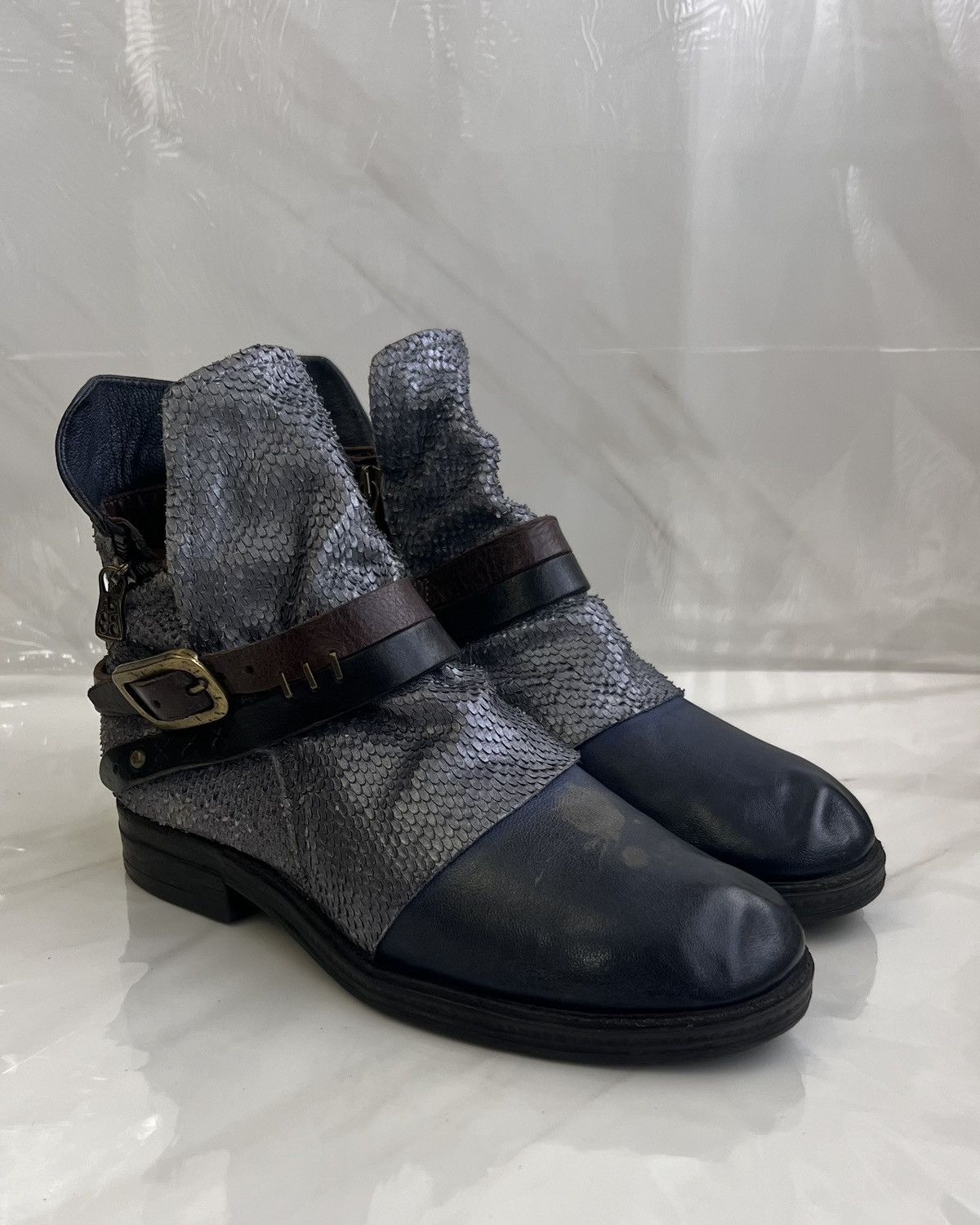 A.S.98 As 98 Airstep Zipper Boho Biker blue distressed boot Size US 8 / IT 38 - 1 Thumbnail