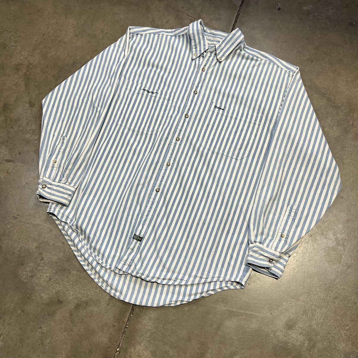 American Eagle Outfitters × Vintage Vintage Y2K American Eagle Hickory Striped Button Up Shirt Size US L / EU 52-54 / 3 - 2 Thumbnail