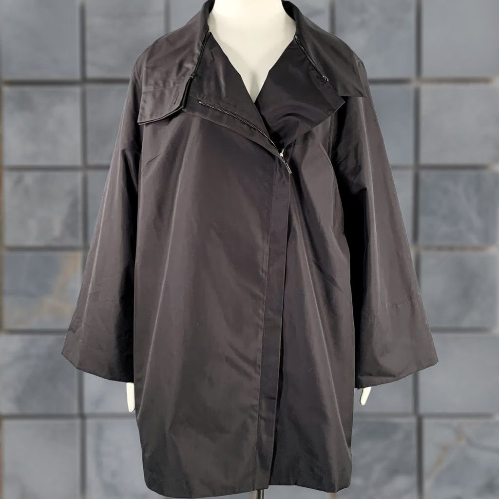 Akris AKRIS Black Silk Zip Up Coat Size 12 Women Size XL / US 12-14 / IT 48-50 - 1 Thumbnail
