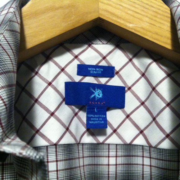 Egara EGARA MEN'S NEW 100%COTTON CASUAL SHIRT SLIM FIT SIZE: L Size US L / EU 52-54 / 3 - 4 Thumbnail